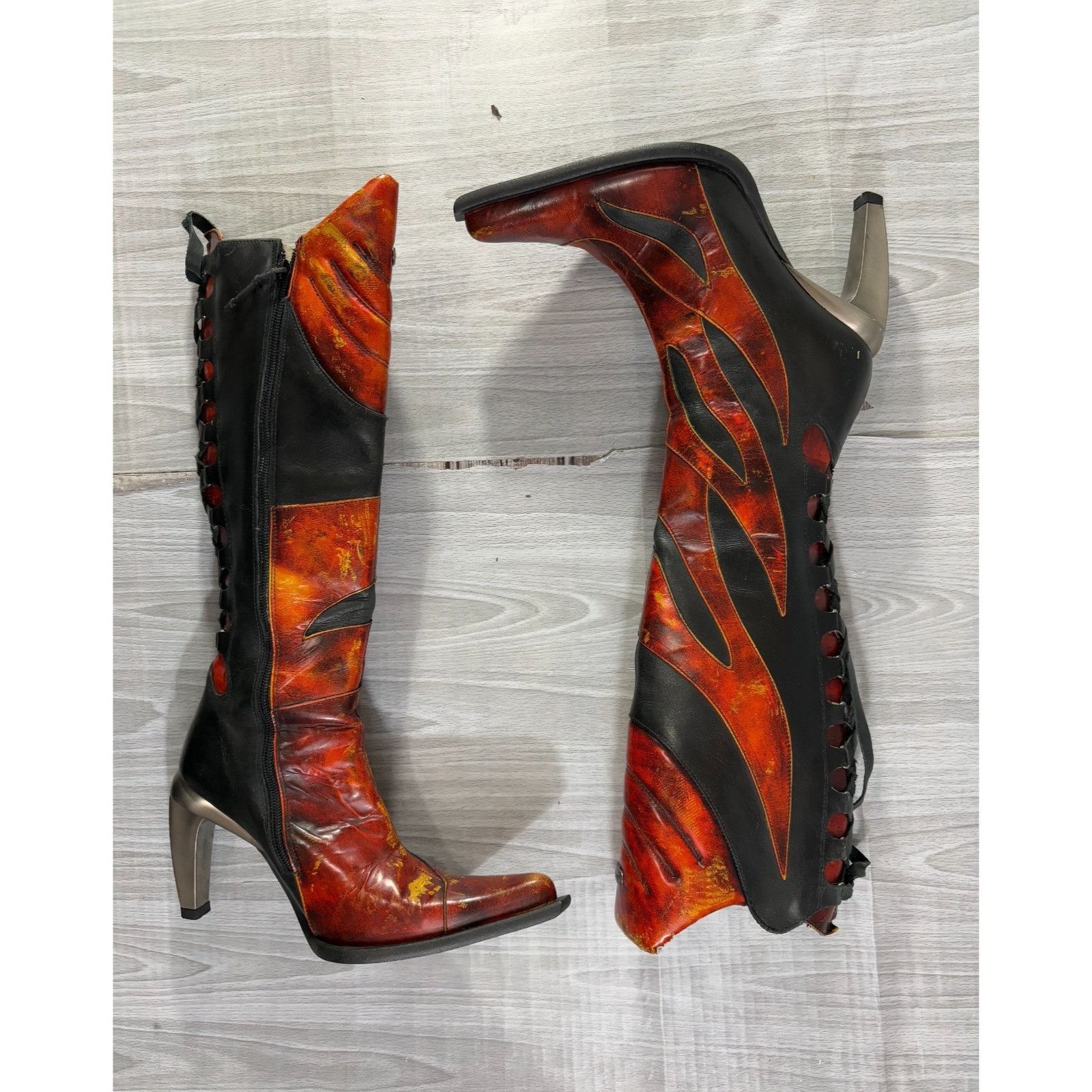 New Rock NEW ROCK M9006 flame accent high hell boots size 37 EU 7 US Size US 7 / IT 37 - 5 Thumbnail