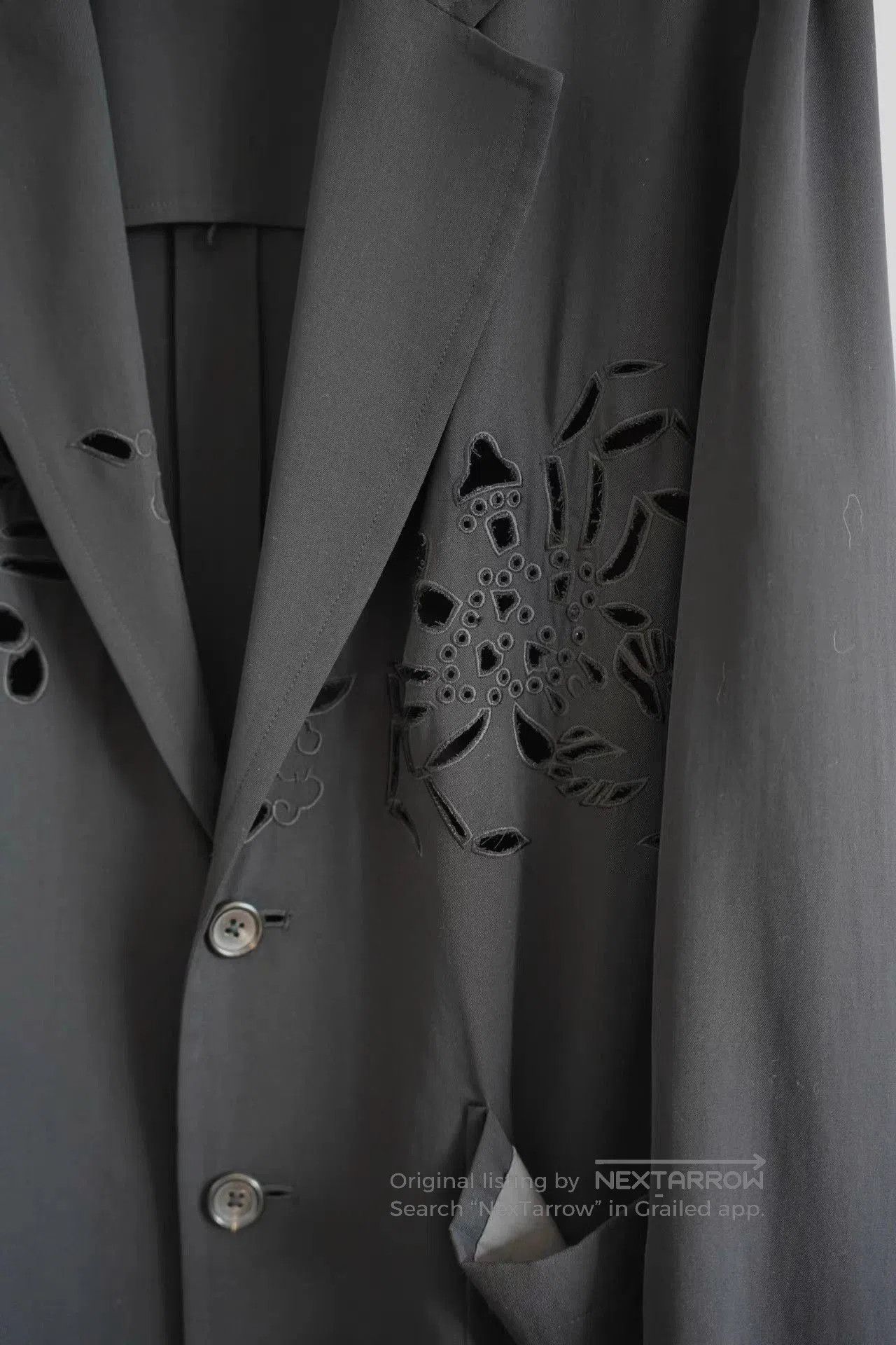 Yohji Yamamoto Black Blazer with Embroidered Cut. Size US M / EU 48-50 / 2 - 4 Thumbnail