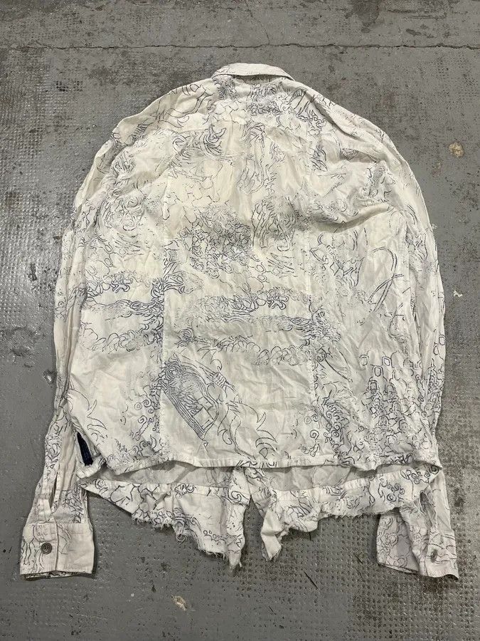 Marithe + Francois Girbaud 2000s Marithé + François Girbaud Faded Tatoo White Shirt Size M / US 6-8 / IT 42-44 - 7 Thumbnail
