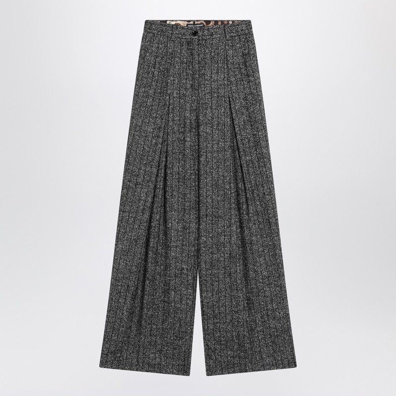 Dolce & Gabbana Dolce&Gabbana Wide Dark Grey Striped Trousers Size 27" / US 4 / IT 40 - 1 Thumbnail