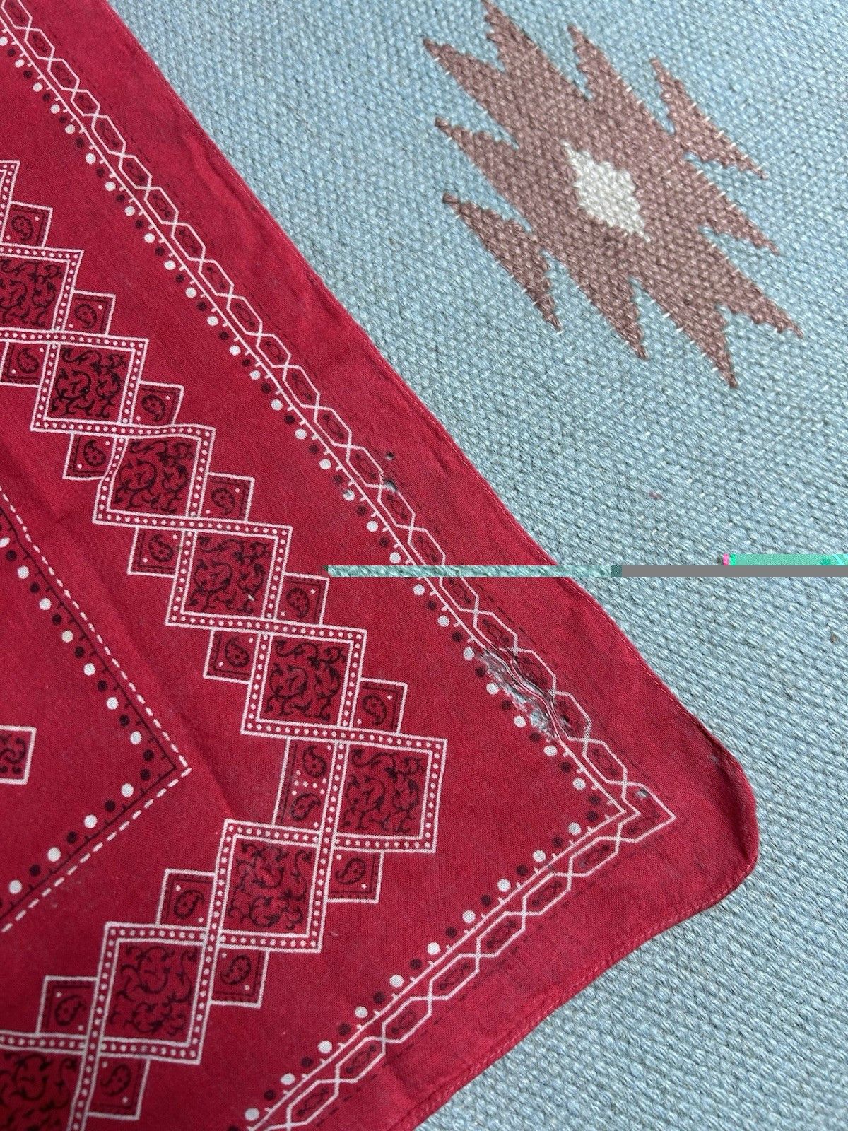 Vintage Vintage 1950s elephant bandana trunk up worn red selvedge Size ONE SIZE - 6 Thumbnail
