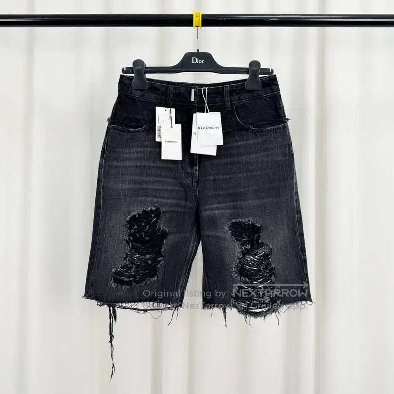 Givenchy Givenchy Distressed Destroyed Denim Shorts Size US 36 / EU 52 - 1 Thumbnail