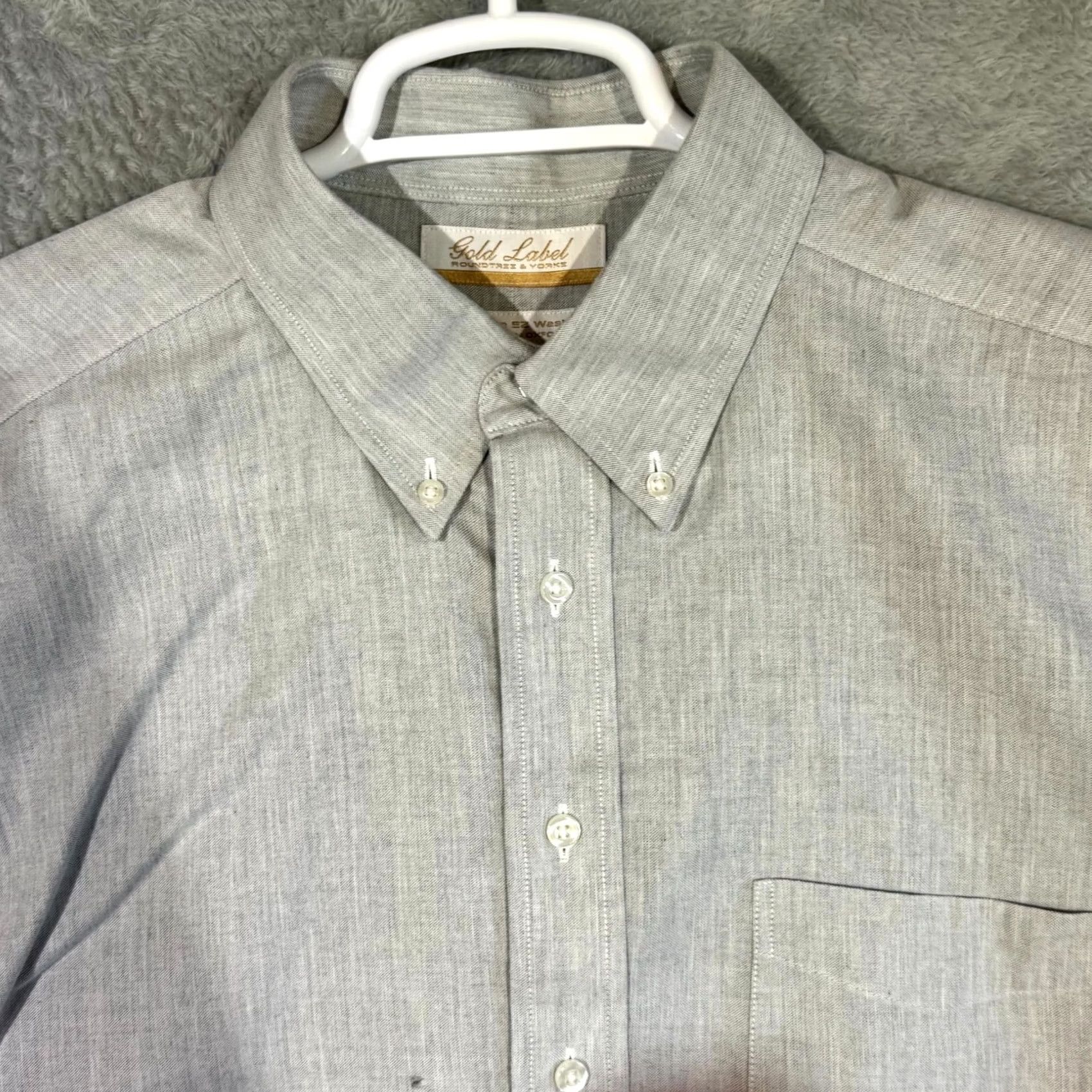 Vintage Gold Label Dress Shirt Blue 100% Cotton Long Sleeve 17×35 Men’s Formal Shirt Size 46R - 4 Thumbnail