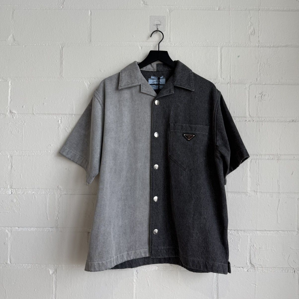 Prada Prada Grey Denim Button Up Shirt Size US L / EU 52-54 / 3 - 1 Thumbnail