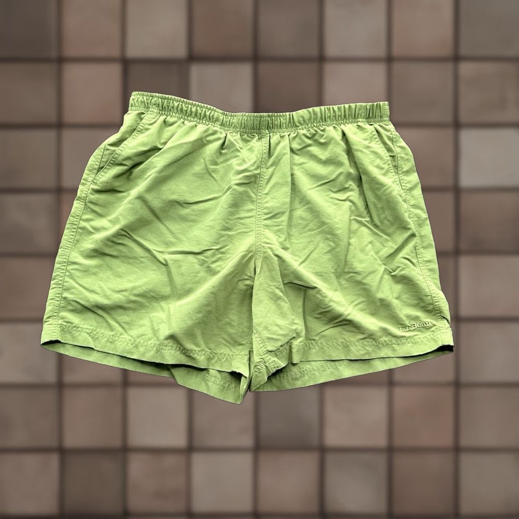 Vintage L.L. Bean Swim Trunks Bottom Men Large Green Polyester Drawstring Lined Beach Weekend Gosn Size ONE SIZE - 1 Thumbnail