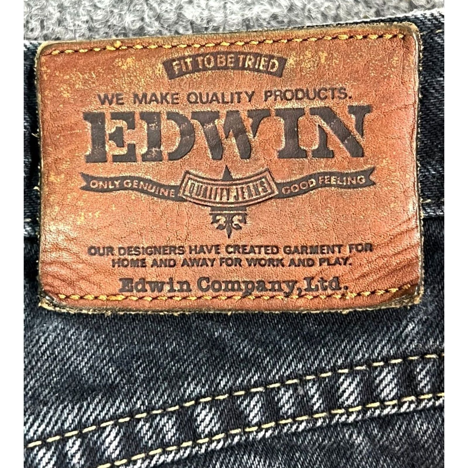 Edwin VINTAGE Edwin Jeans Mens 28x27 Blue Medium Wash 100% Cotton Made in Japan Jeans 90s Mens Regular Slimming Vintage Japan Denim Straight - 27 Inseam Size US 28 / EU 44 - 3 Thumbnail