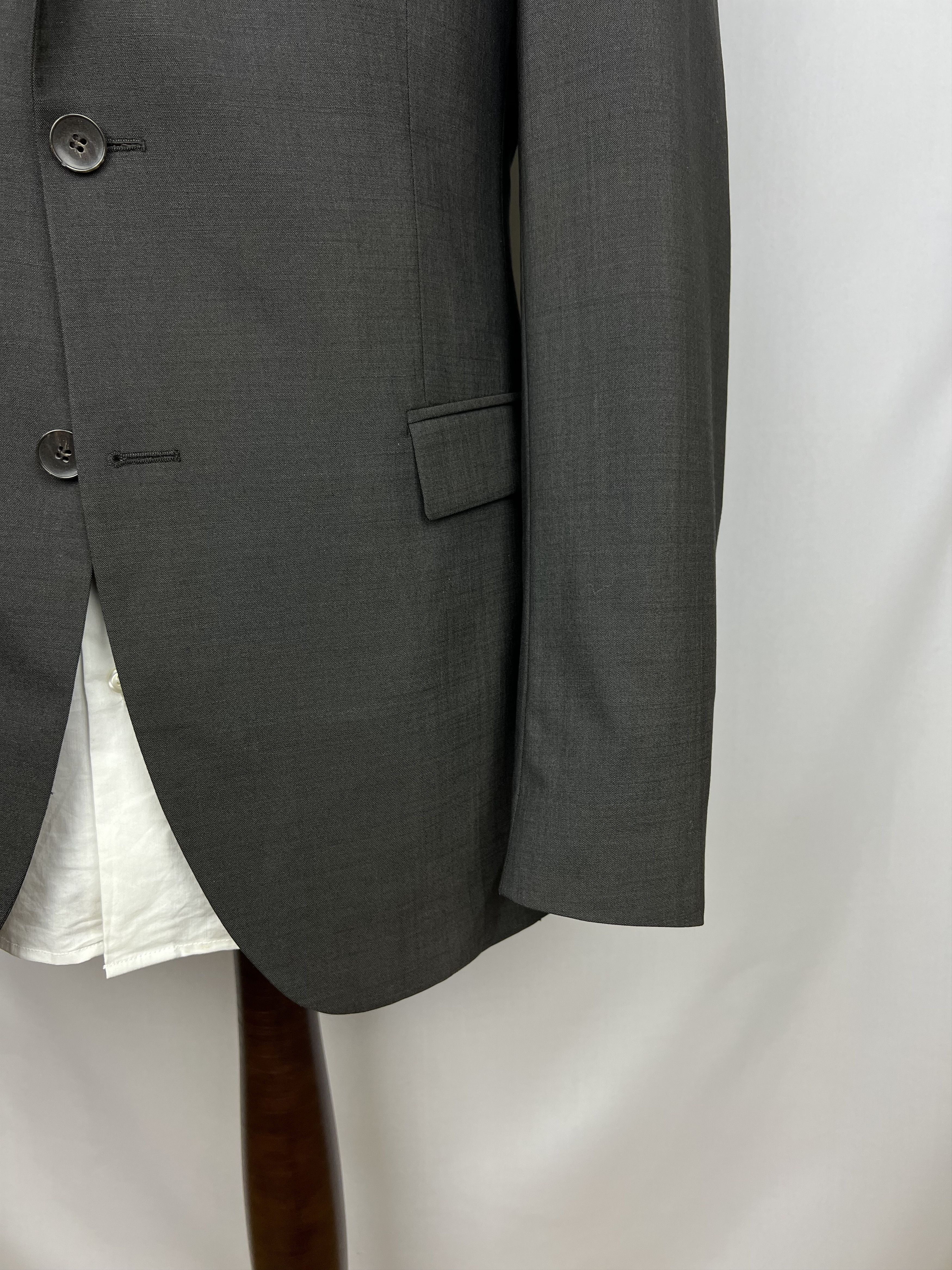 Strellson Solid Gray-Brown Wool Classic Slim-Fit 2 Piece Long Suit Size 40L - 8 Thumbnail