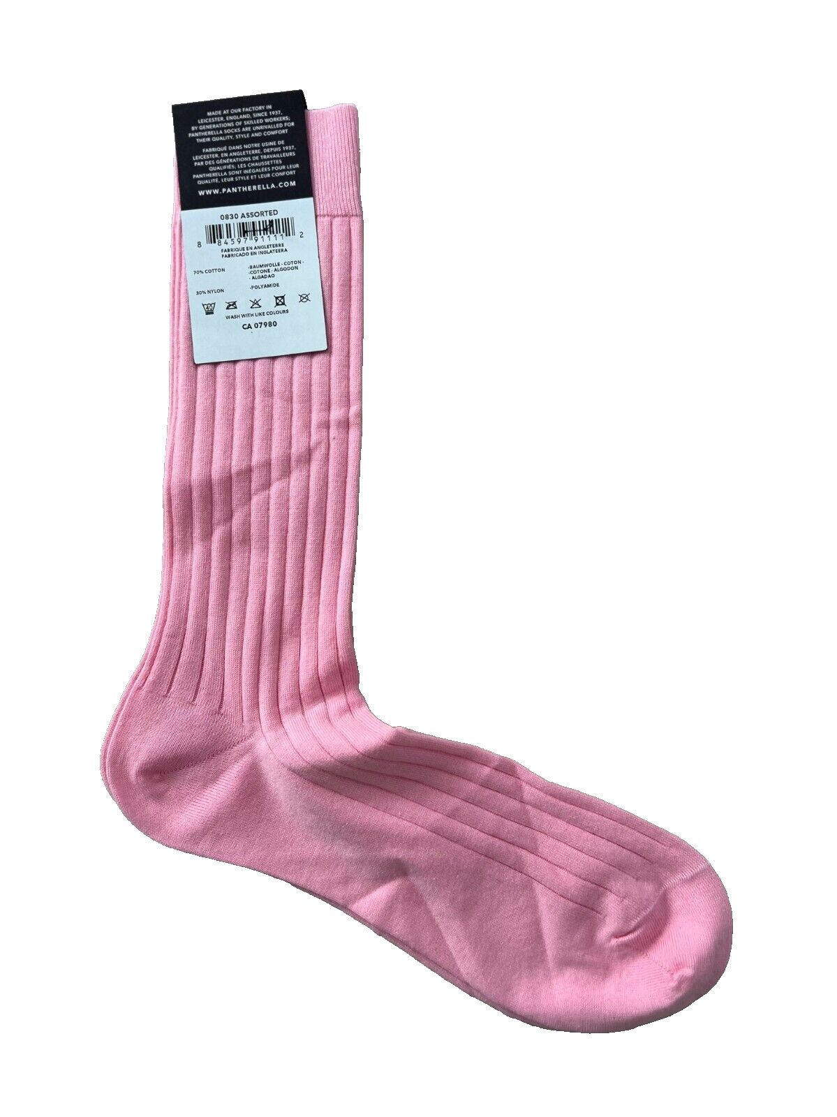 Pantherella Pantherella Cotton Blend Rib Socks Pink ( M ) Size ONE SIZE - 2 Thumbnail