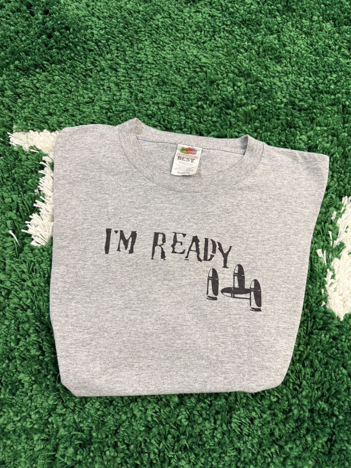 Fruit Of The Loom × Vintage Vintage I'm Ready Bullet Tee Grey XL Gun Size US XL / EU 56 / 4 - 1 Thumbnail