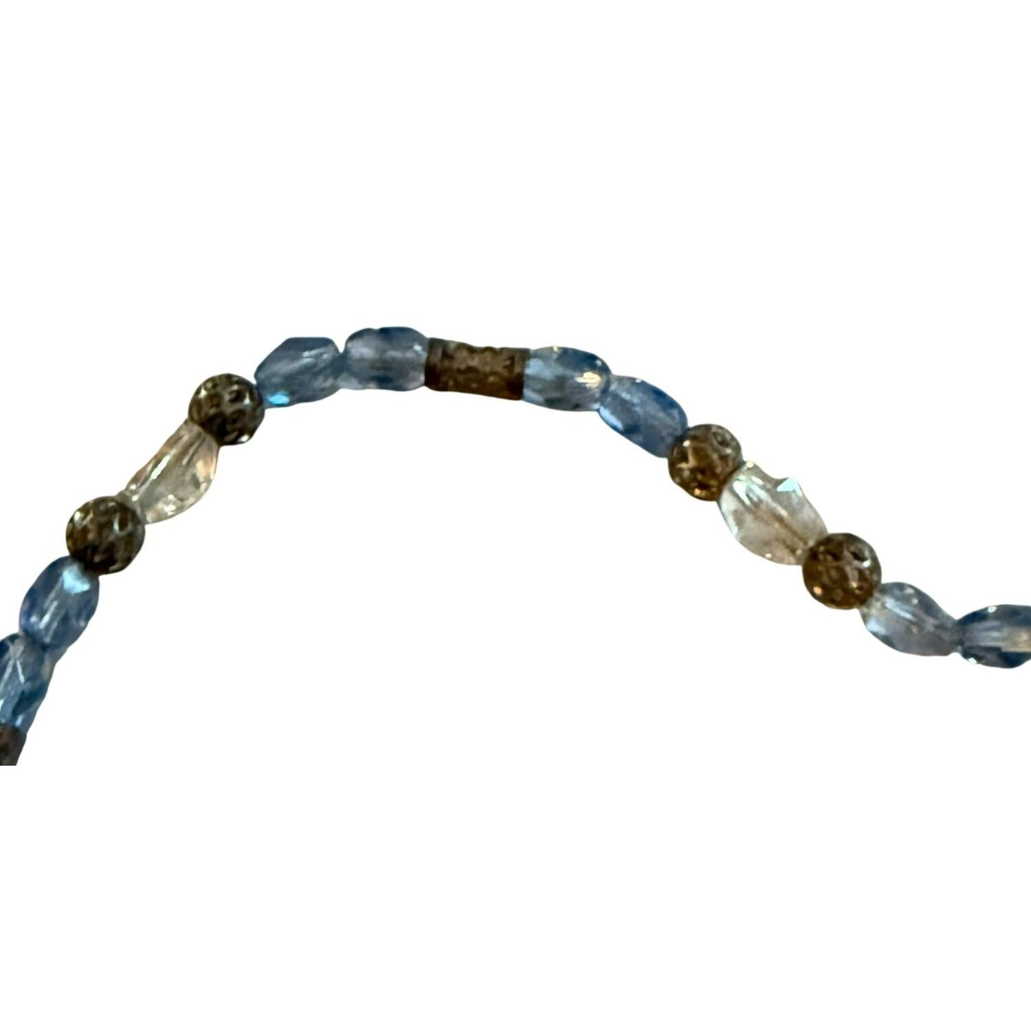 Handmade Handmade Beaded Womens Bracelet With Blue & Clear Beads 7 in Size ONE SIZE - 4 Thumbnail