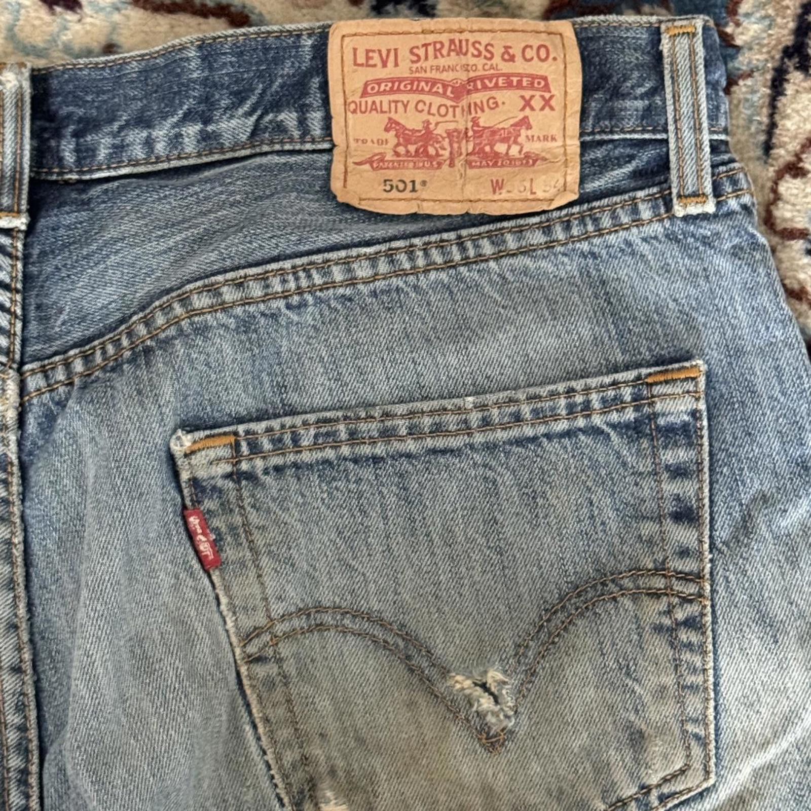 Levi's Patchwork Reworked Blue Levi’s Denim Shorts Size US 34 / EU 50 - 4 Thumbnail