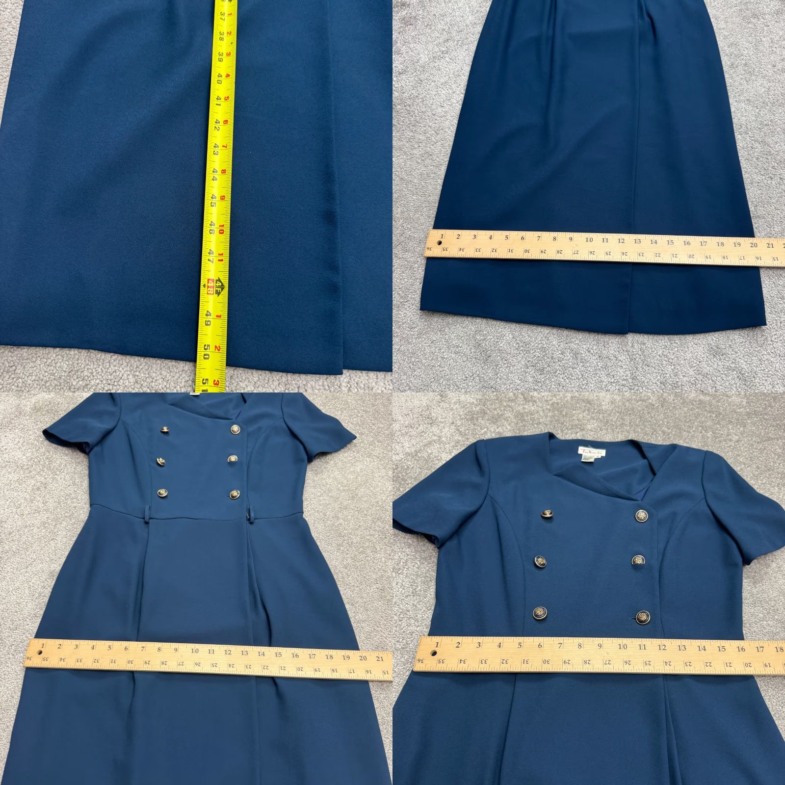 Talbots VINTAGE Talbots Dress 10 Navy Blue 90s Sheath Midi Short Sleeve Womens Ladies Workwear Classic Secretary Officewear Feminine BOSS Size L / US 10 / IT 46 - 8 Thumbnail