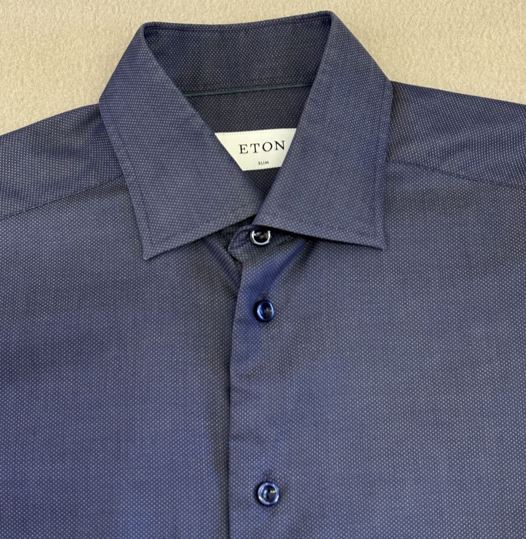 Eton Eton slim navy blue shirt size 39 15 1/2 Size US M / EU 48-50 / 2 - 6 Thumbnail