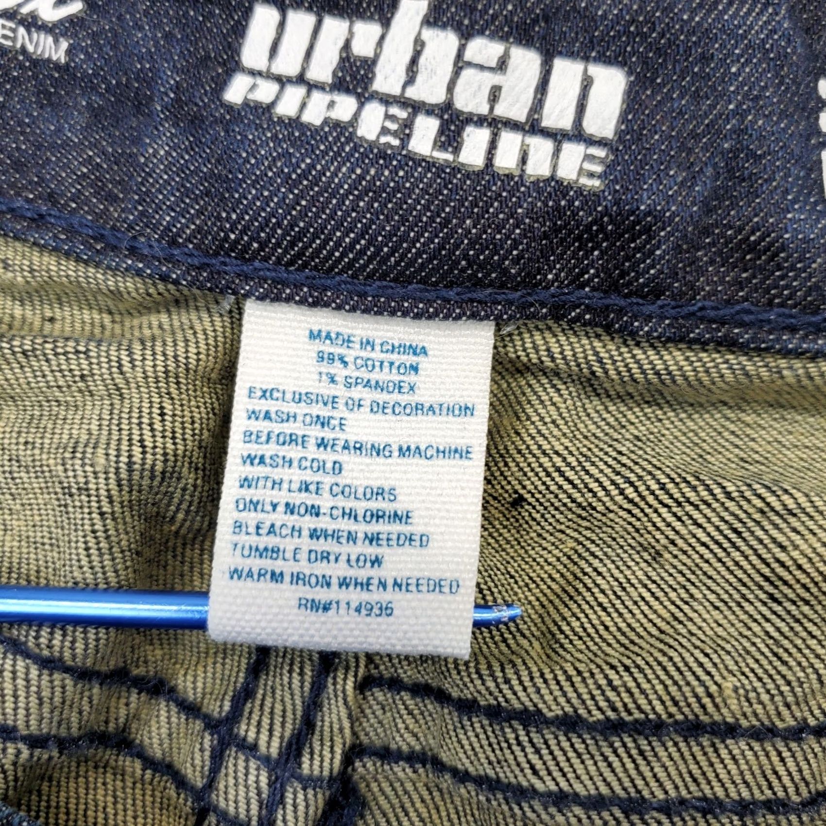 Vintage Urban Pipeline Jeans Mens 34/34 Blue Denim Relaxed Stretch Dark Wash Straight Leg Jeans Size US 34 / EU 50 - 5 Thumbnail