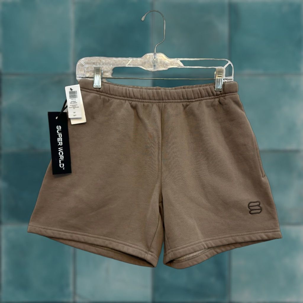 Aritzia NEW NWT Aritzia Super World Sweat Shorts S Small Womens Taupe Tan Jersey Elastic Size S / US 4 / IT 40 - 1 Thumbnail