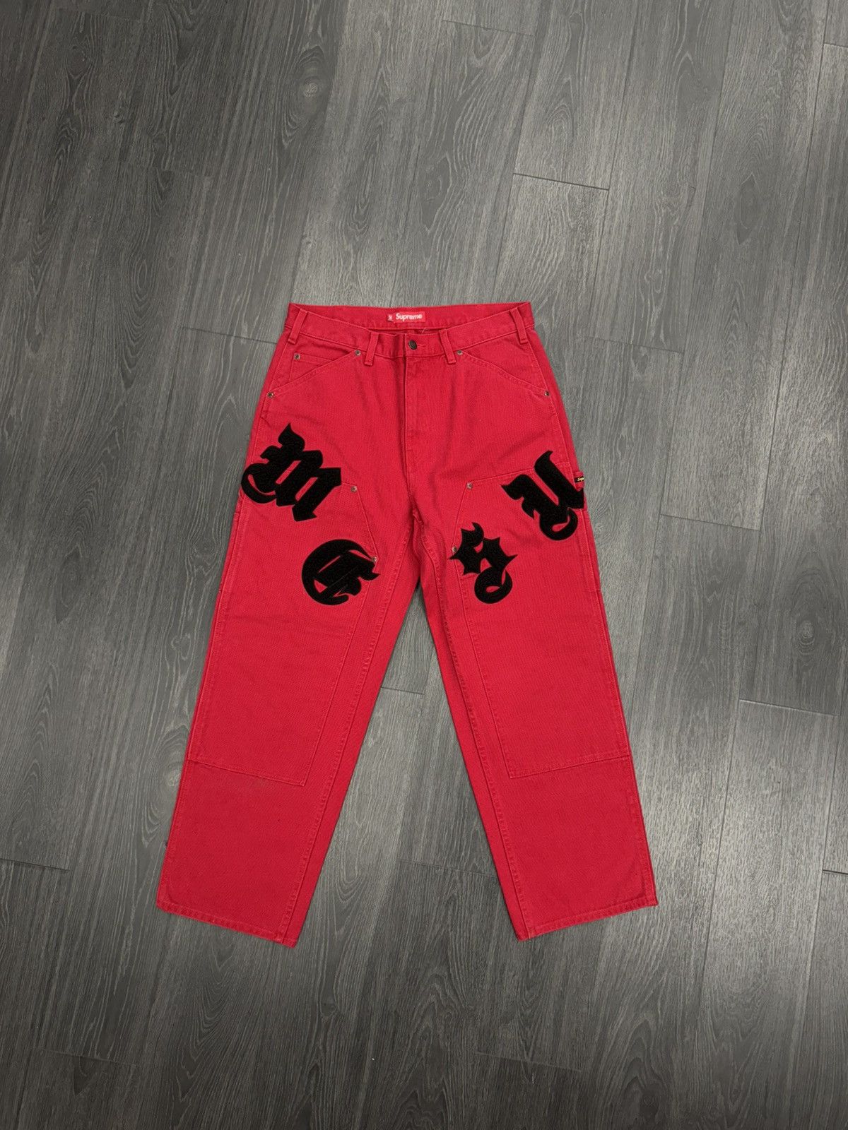 Supreme Supreme Old English Canvas Double Knee Work Pant (Red) Size US 34 / EU 50 - 1 Thumbnail