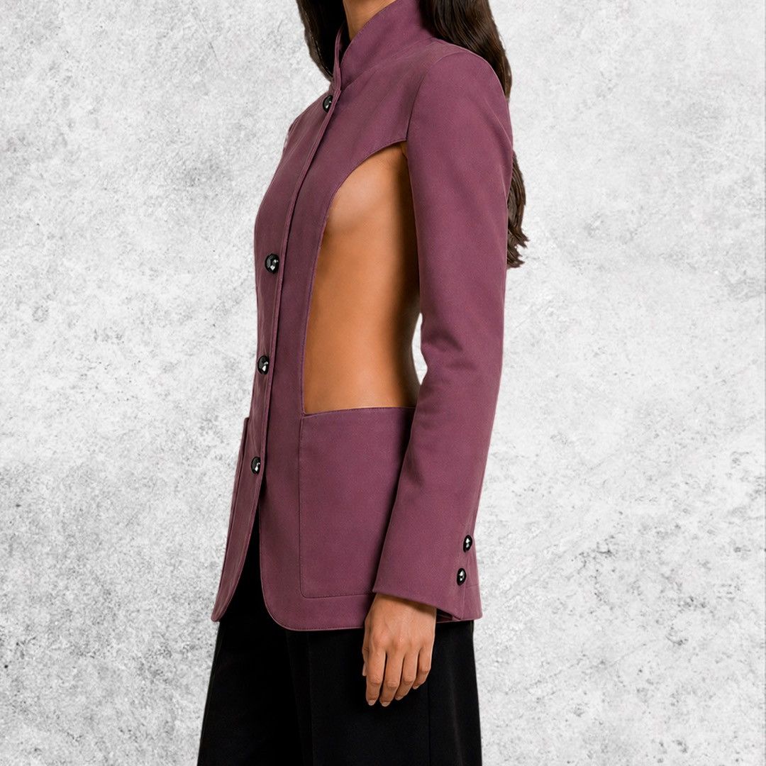Jean Paul Gaultier Jean Paul Gaultier Pour GIBO Vintage 80s Cut-Out Cage Blazer Size L / US 10 / IT 46 - 6 Thumbnail