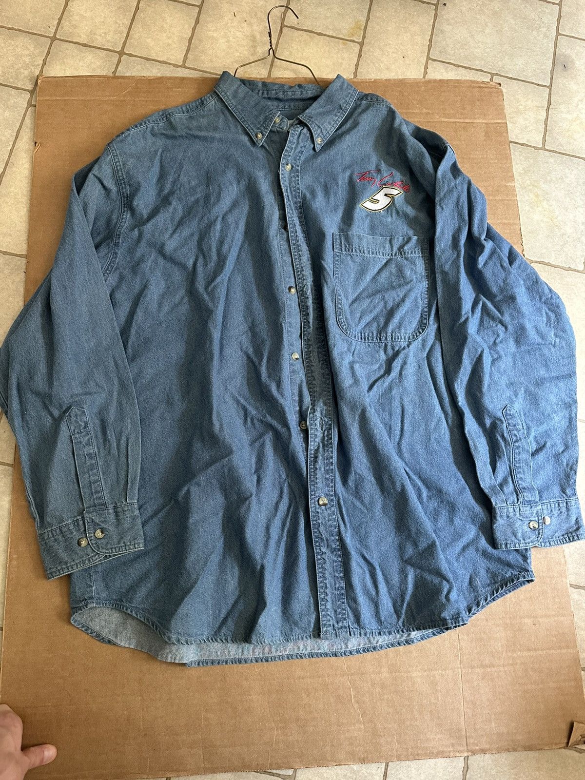 Vintage Vintage Terry Labonte nascar denim shirt Size US XL / EU 56 / 4 - 1 Thumbnail