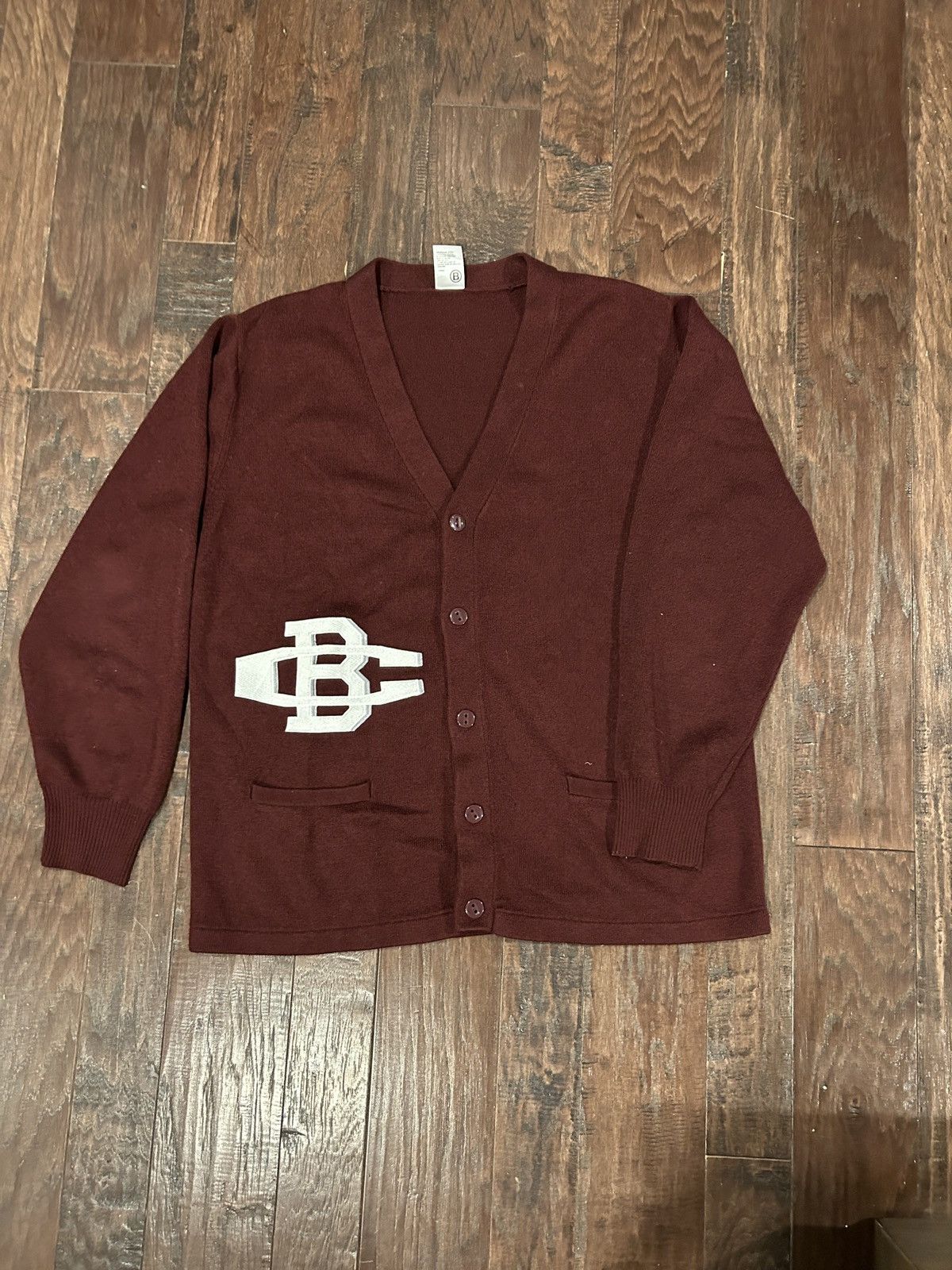 image of Collegiate Cardigan By Basketcase Gallery in Maroon, Men's (Size Large)