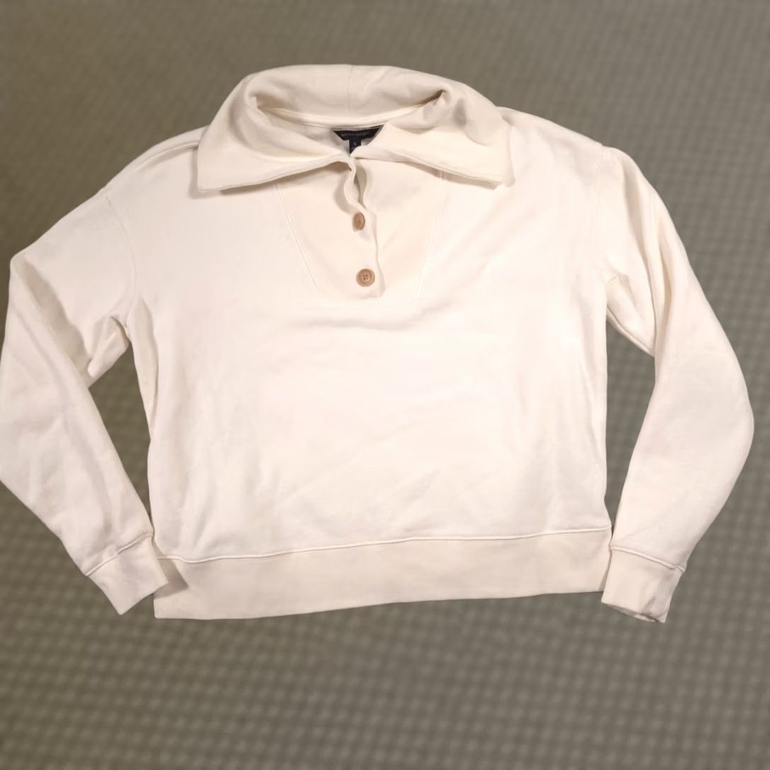 Banana Republic Banana Republic Sweater Knit Shawl Collar Pullover Sweatshirt Ivory Womens Small Size S / US 4 / IT 40 - 1 Thumbnail