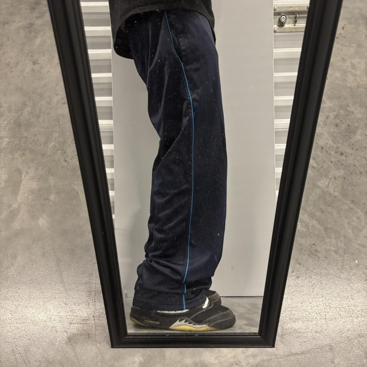 Japanese Brand × Vintage Crazy Vintage Y2K/2000s Navy Blue Striped Skater Track Pants! Size US 32 / EU 48 - 1 Thumbnail