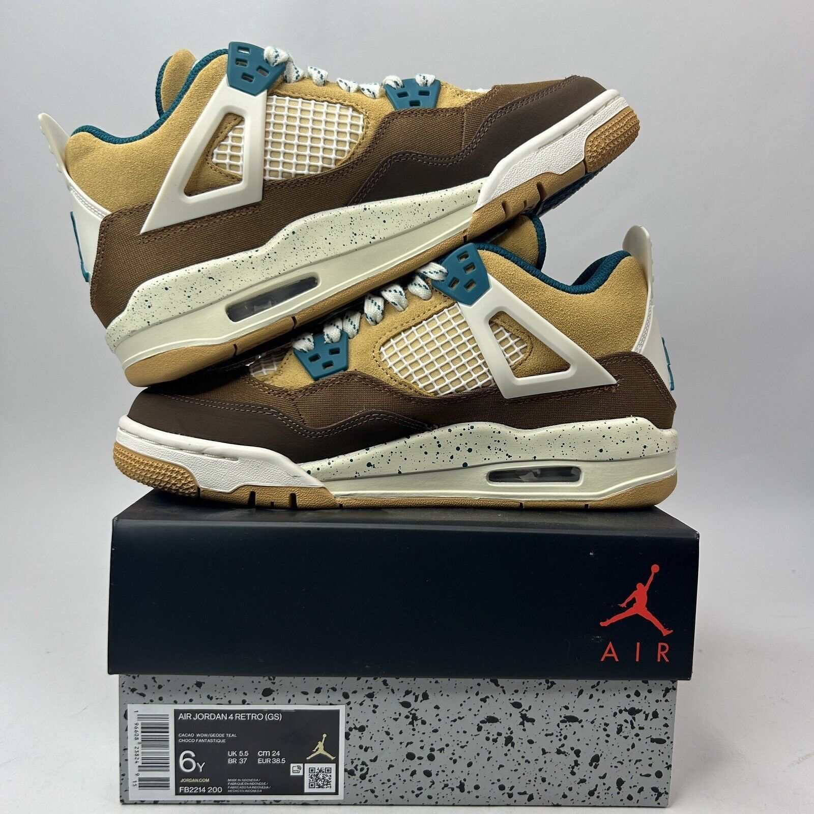 Jordan Brand Nike Air Jordan 4 Retro GS “Cacao Wow/Brown Teal” 2023 Size US 7.5 / IT 37.5 - 3 Thumbnail
