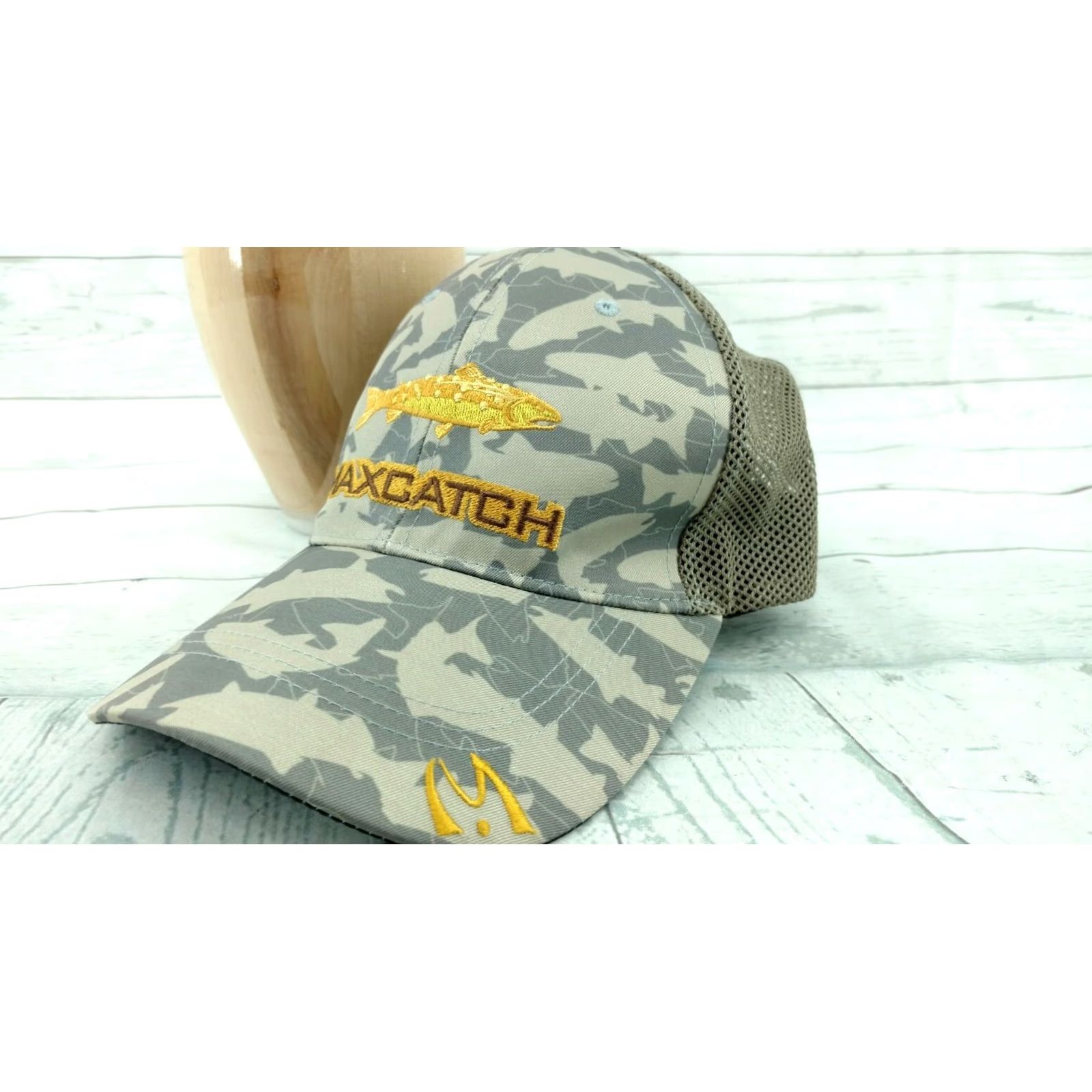 Logo 7 MaxCatch Ballcap Hat Green Camo Gold Logo Adjustable Men Baseball Cap Size ONE SIZE - 3 Thumbnail