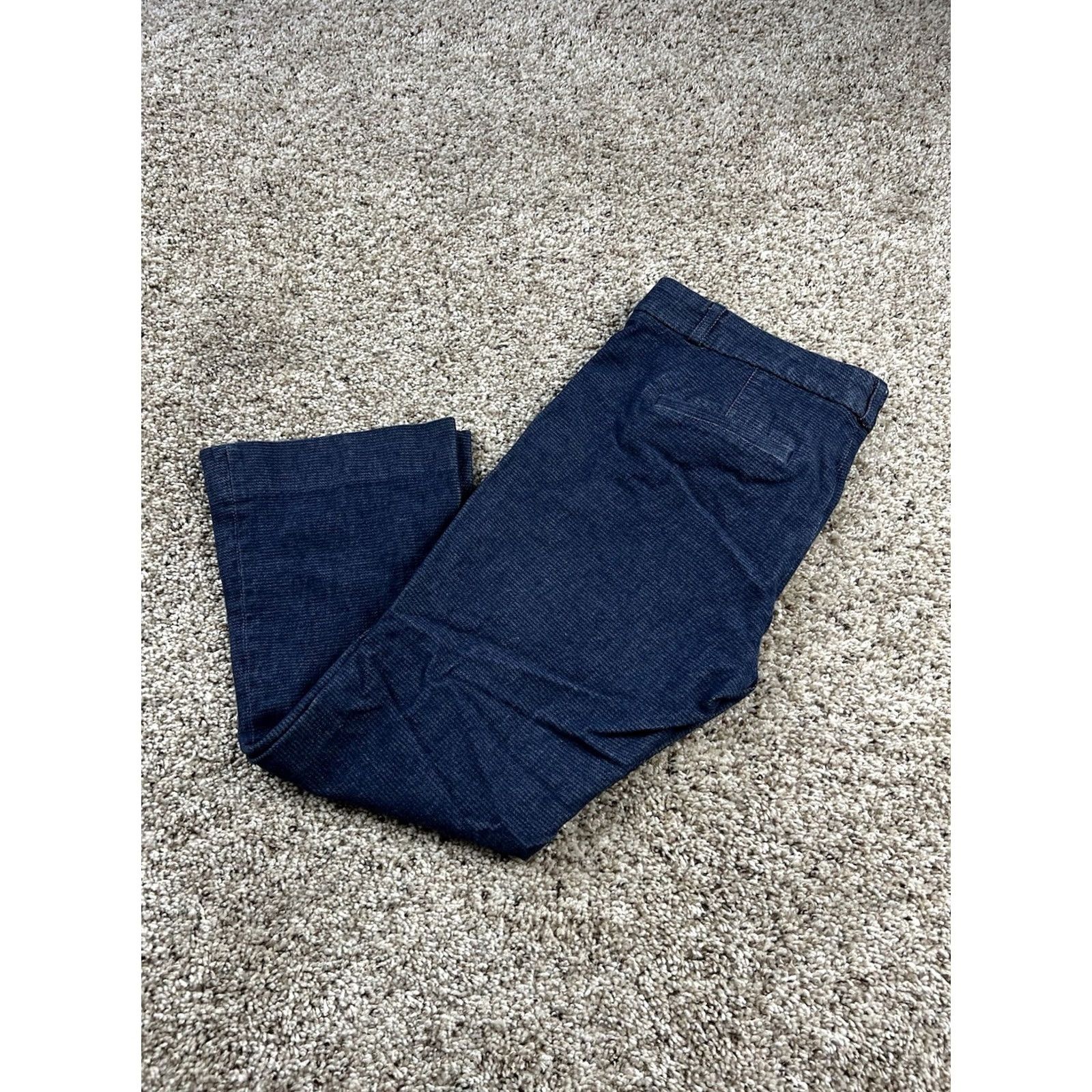 Vintage Banana Republic Sloan Chino Pants 2 Short Women Blue Flare Crop Stretch Low Rise Size 26" / US 2 / IT 38 - 2 Thumbnail