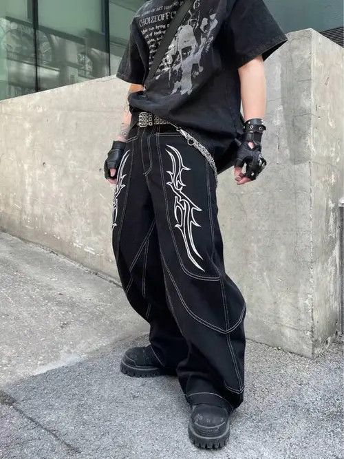 Jean DRIP denim jeans Y2K Baggy RAP Size US 36 / EU 52 - 3 Thumbnail
