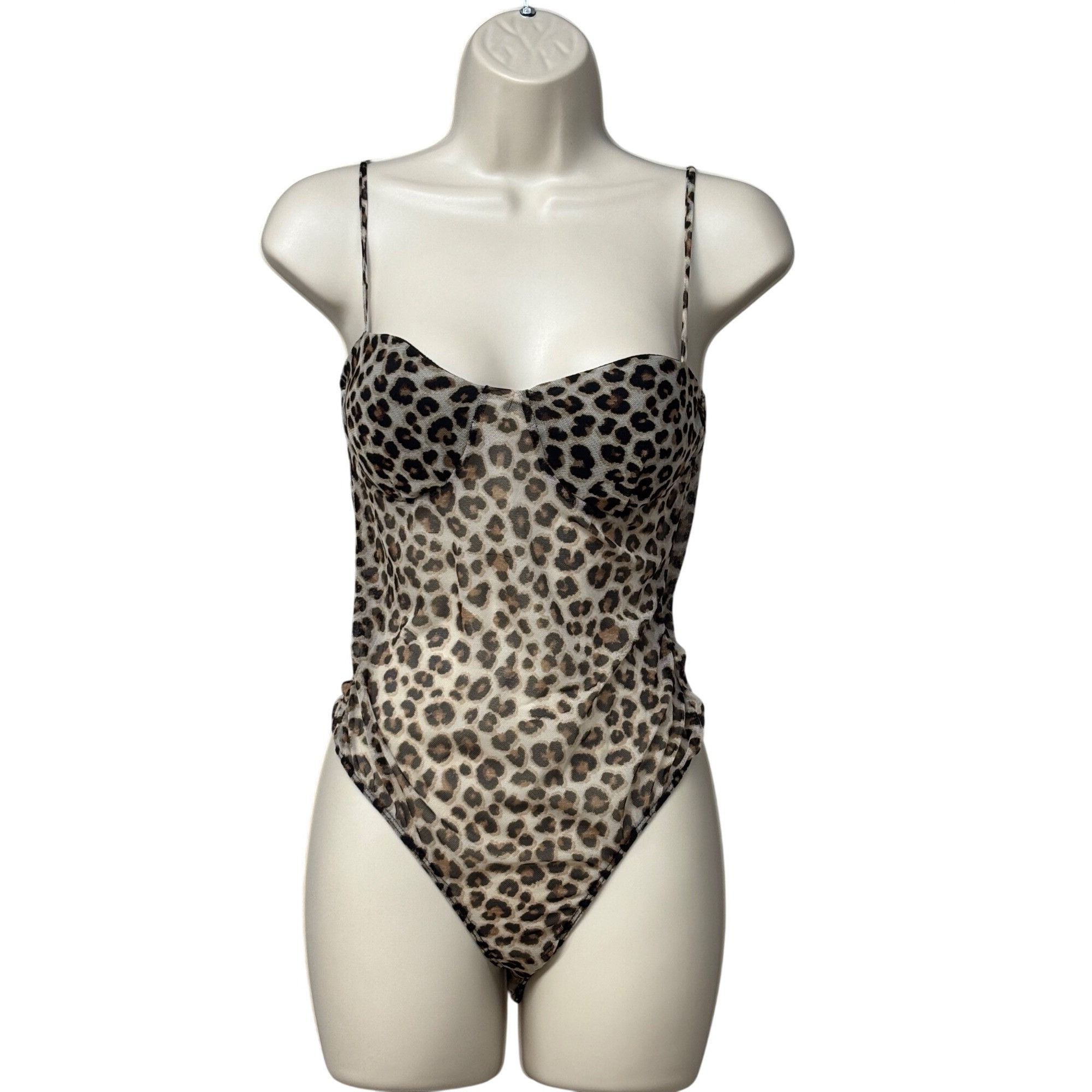Other 21 Saints Leopard Print Sheer Mesh Bodysuit, Brown, Sz. L Size L / US 10 / IT 46 - 10 Thumbnail