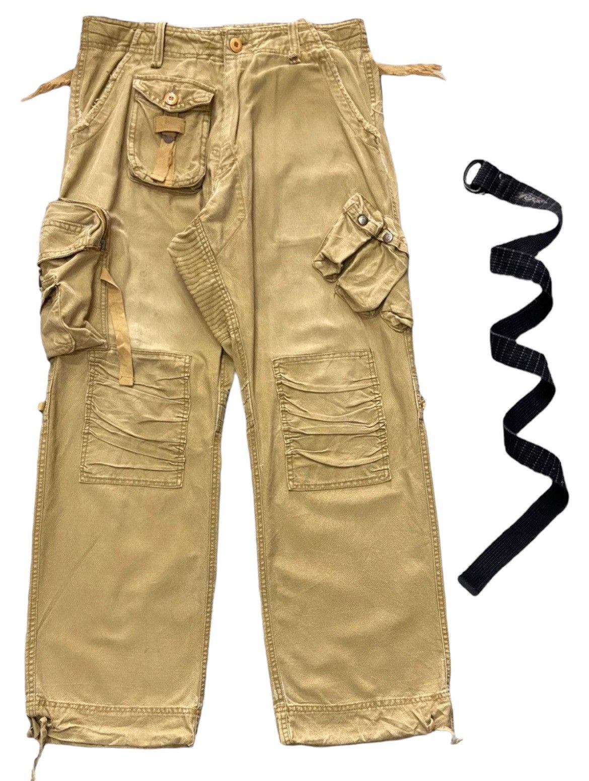 Issey Miyake × Tete Homme Fleet Sheet Baggy Parachute Cargo Multi Pocket Pants Size US 32 / EU 48 - 3 Thumbnail