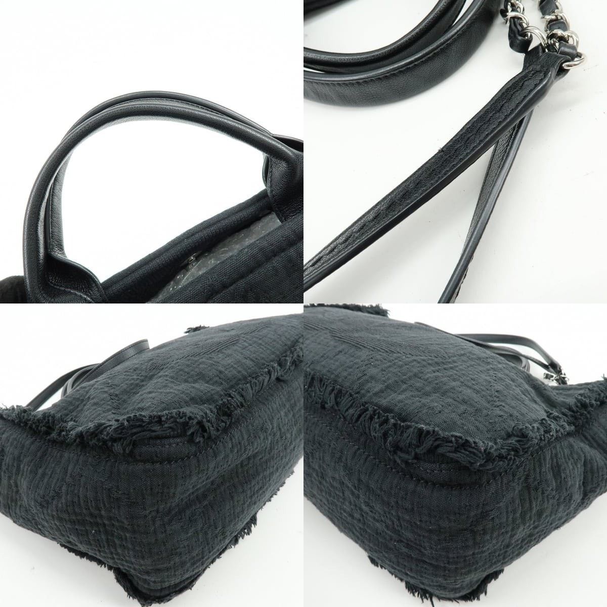 Chanel Chanel Deauville Canvas Tote Black Size ONE SIZE - 4 Thumbnail