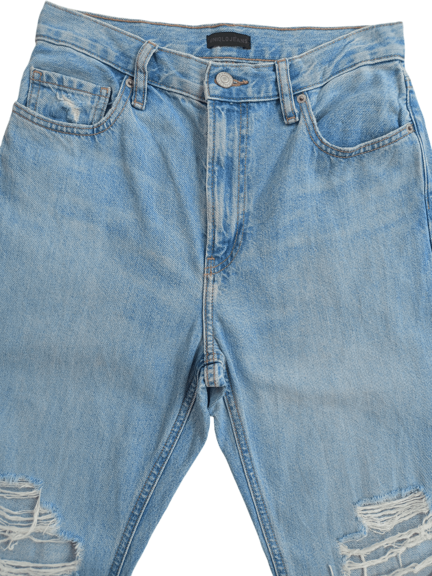 Kaihara Denim × Uniqlo × Vintage UNIQLO Regular, Straight Cut Distressed Vintage Denim Size US 26 / EU 42 - 2 Thumbnail