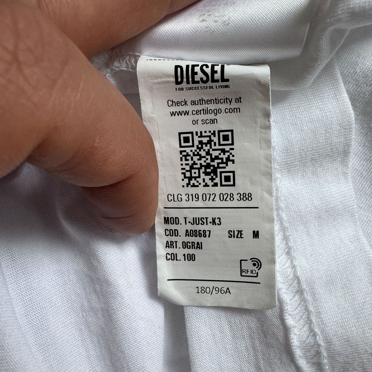 Diesel × Diesel Black Gold Diesel T Just K3 White T-Shirt Big Logo Size US M / EU 48-50 / 2 - 11 Thumbnail