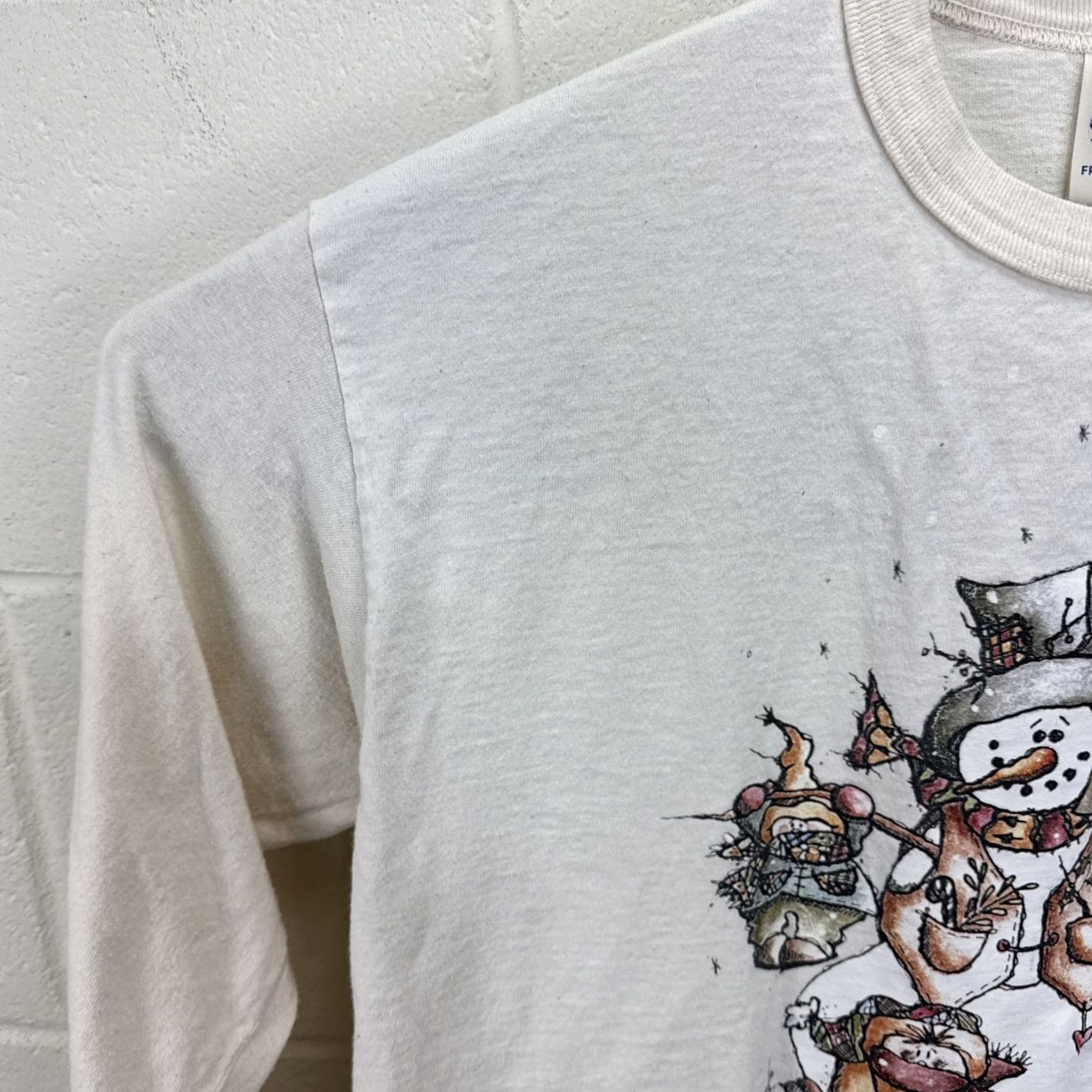 Vintage VINTAGE Snowman Shirt Long Sleeve Large Snowmen Melt Your Heart Sweetheart Beige 1990s Size L / US 10 / IT 46 - 6 Thumbnail
