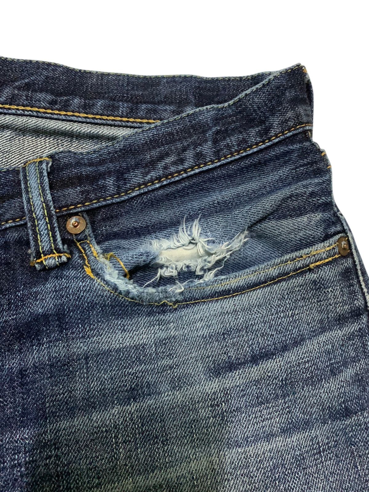 Kapital MOMOTARO SELVEDGE BUTTON FLY FADED DISTRESSED DENIM Size US 33 - 17 Thumbnail