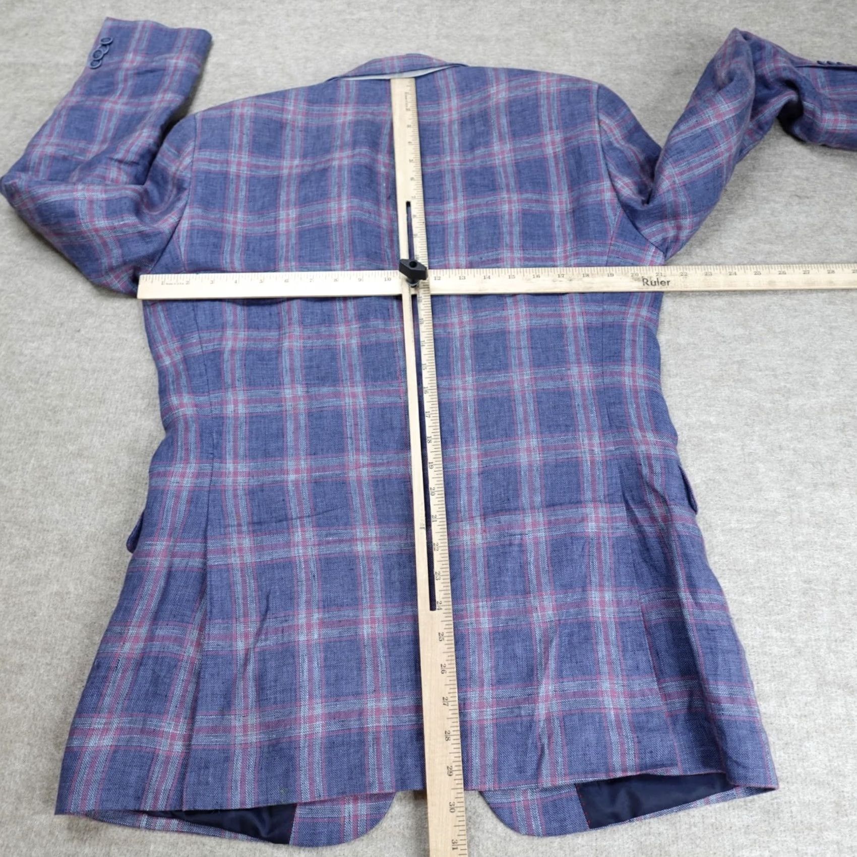 Tommy Hilfiger VINTAGE Tommy Hilfiger Sport Coat Jacket 40L Blue Plaid 100% Linen Women? Mens? Size US XXS / EU 40 - 5 Thumbnail