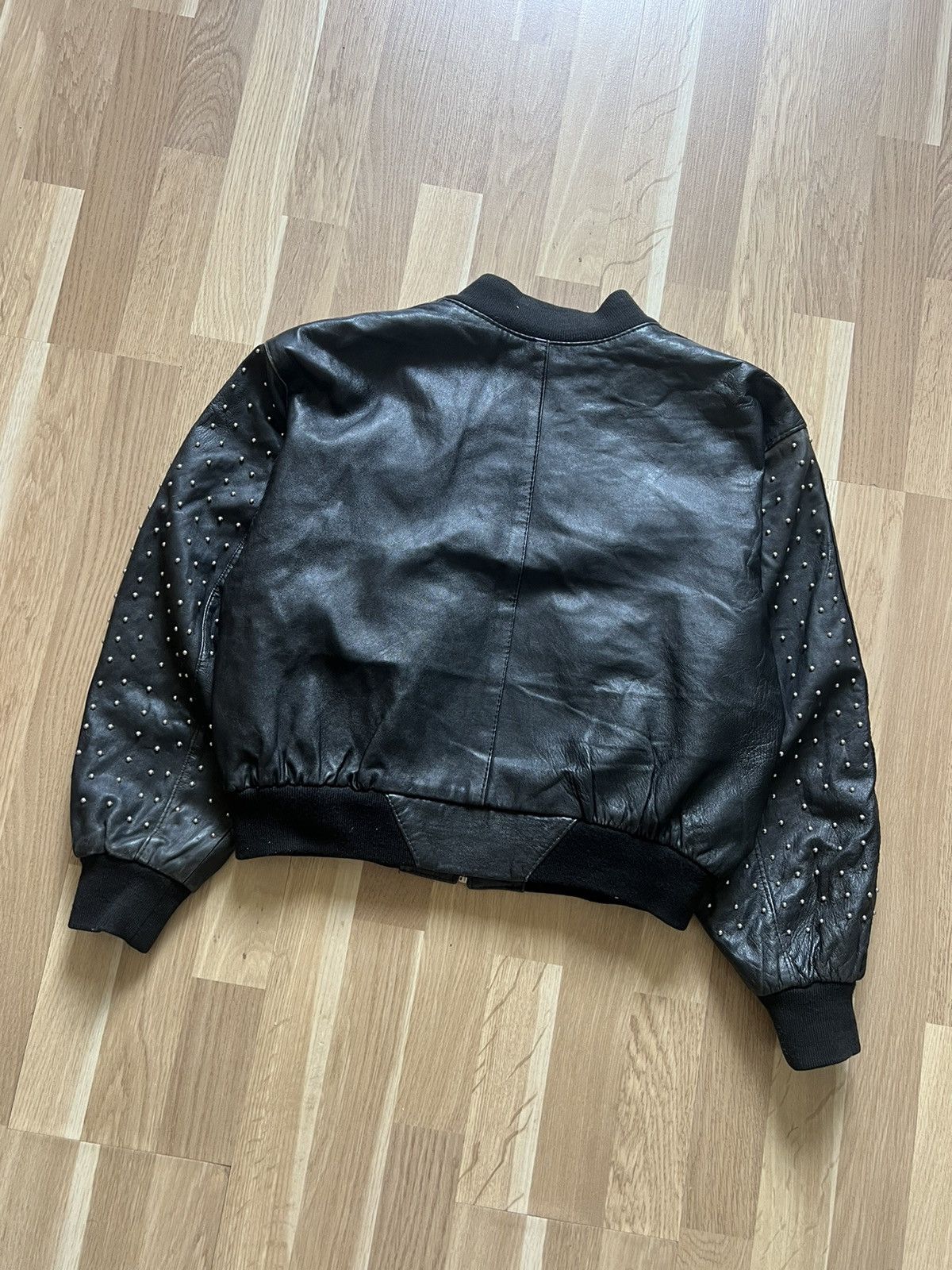If Six Was Nine × Le Grande Bleu (L.G.B.) Vintage avant garde leather bomber jacket ma1 metal 99s Size M / US 6-8 / IT 42-44 - 5 Thumbnail
