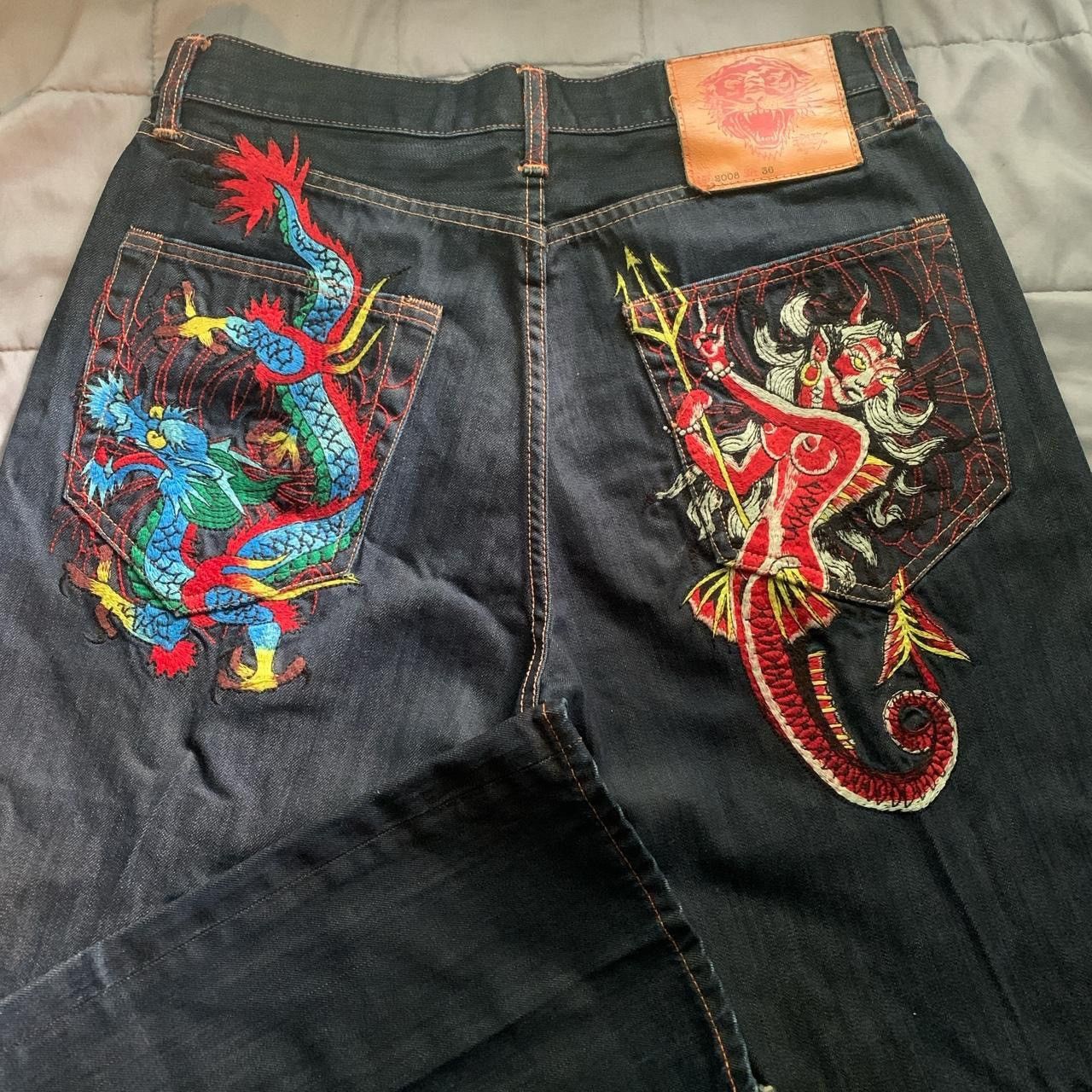 Ed Hardy Ed Hardy Jeans/Vintage/Embroidered Waist 36/ Length 34 Size US 34 / EU 50 - 1 Thumbnail