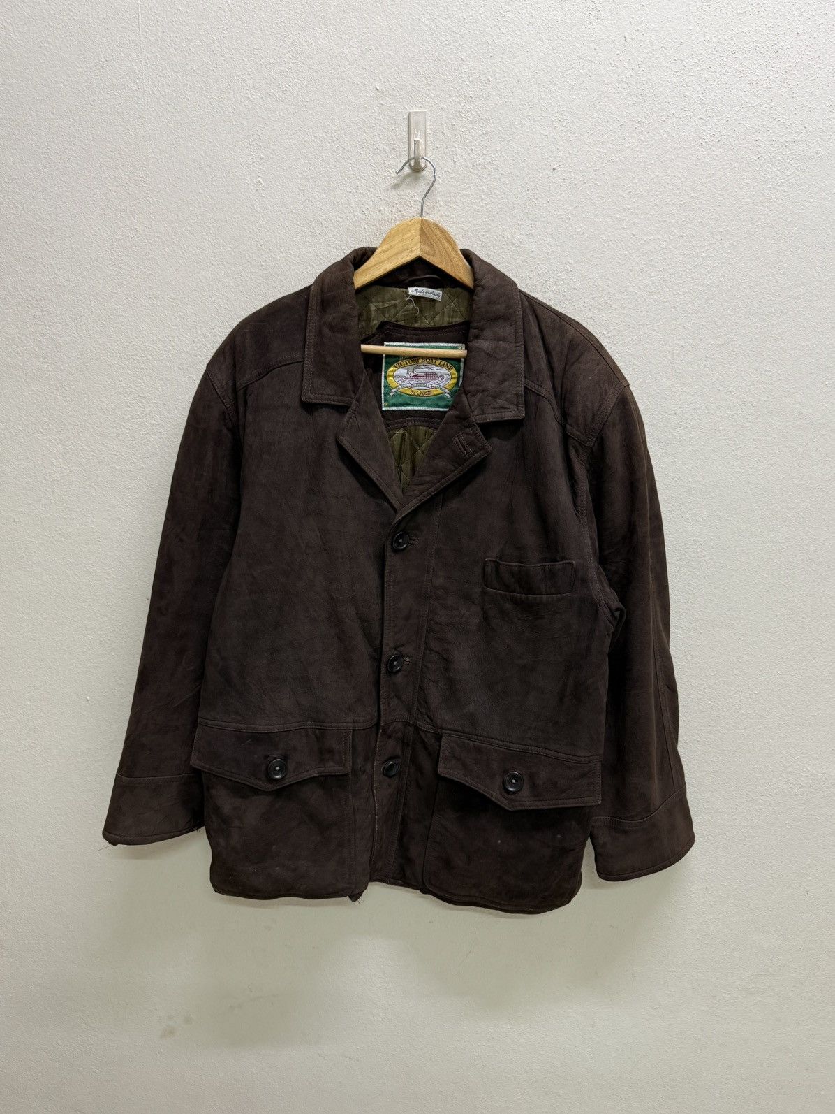 Vintage Vintage Victory Boat Line Suede Brown Jacket Wool lined Size US L / EU 52-54 / 3 - 20 Thumbnail