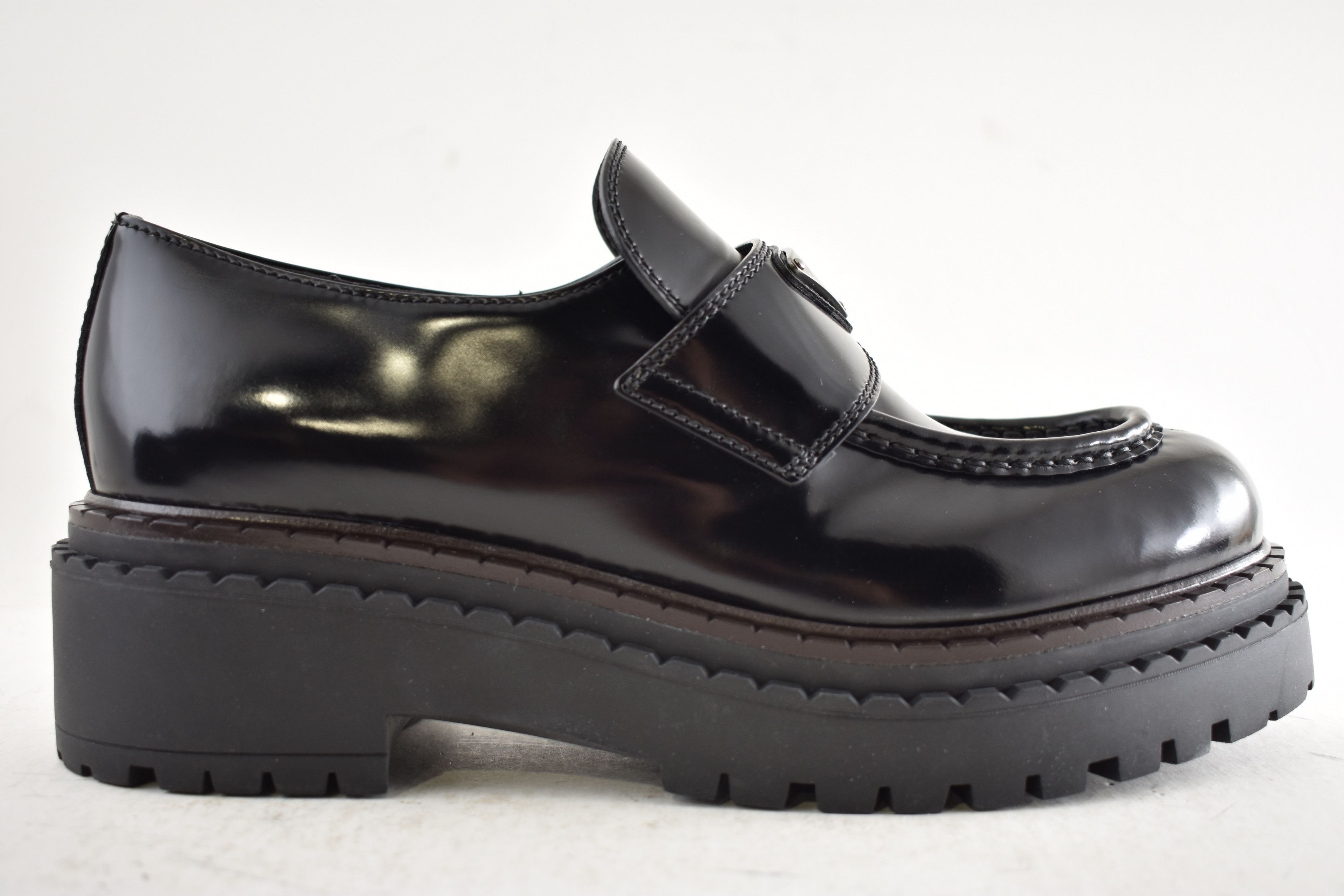 Prada Double Chocolate Leather Platform Loafer Creeper Flat 38.5 Size US 8.5 / IT 38.5 - 2 Thumbnail
