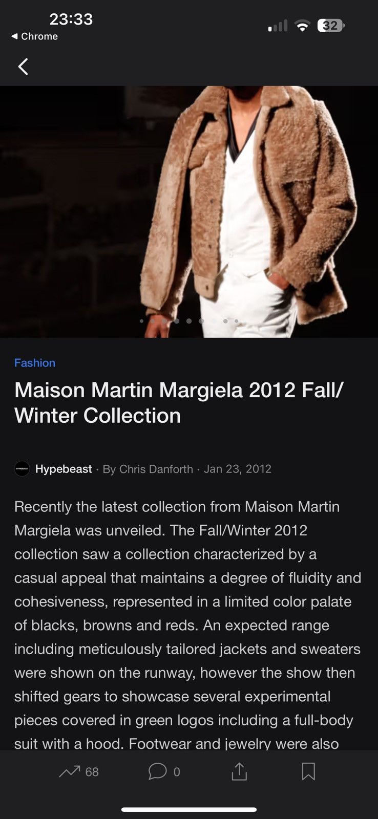 Maison Margiela RUNWAY PIECE, MAISON MARGIELA SHEARLING JACKET SIZE48 Size US M / EU 48-50 / 2 - 16 Thumbnail