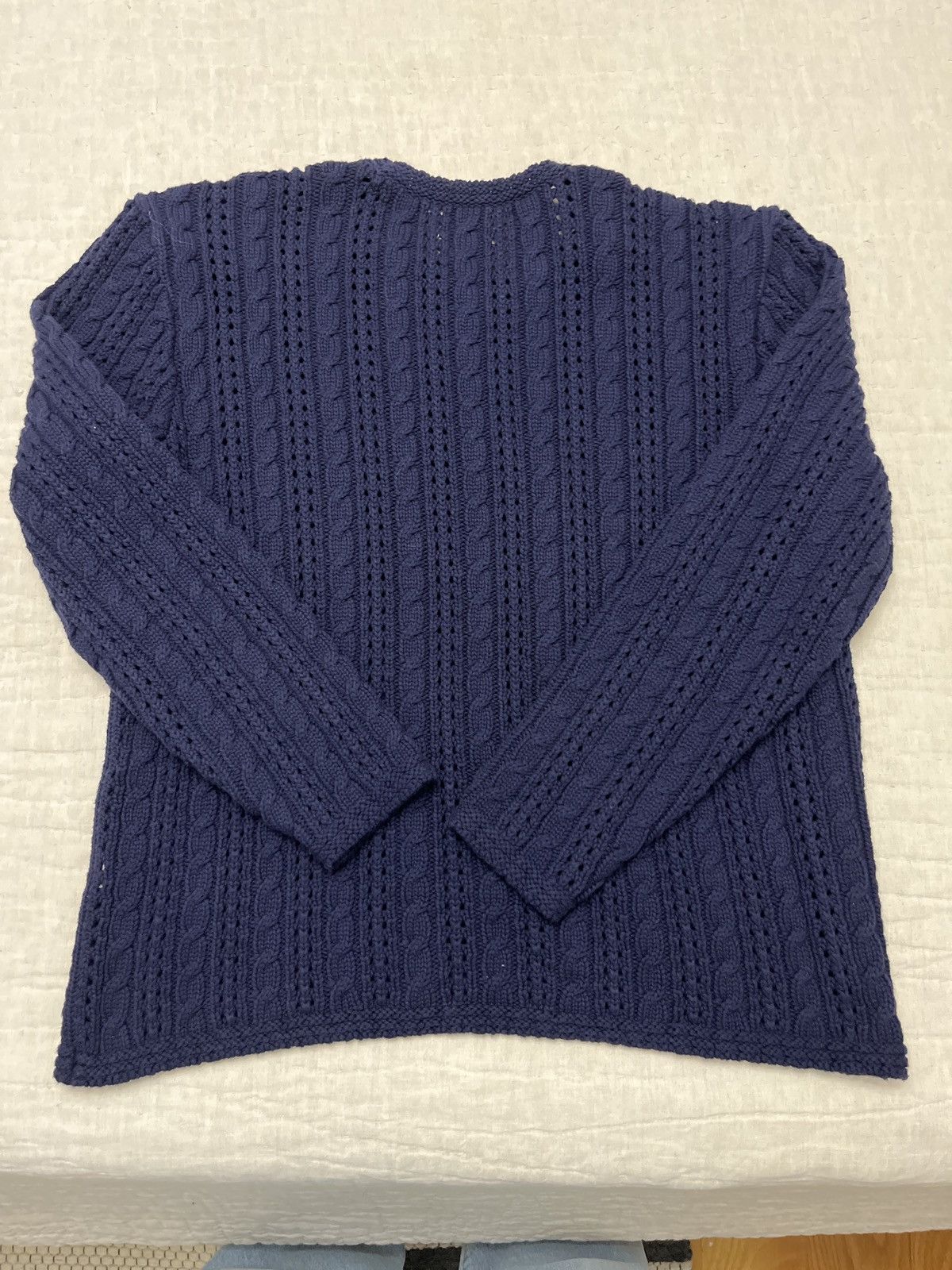 Aime Leon Dore Pointelle Cable Crewneck Sweater - Navy / Extra Small Size US XS / EU 42 / 0 - 2 Thumbnail