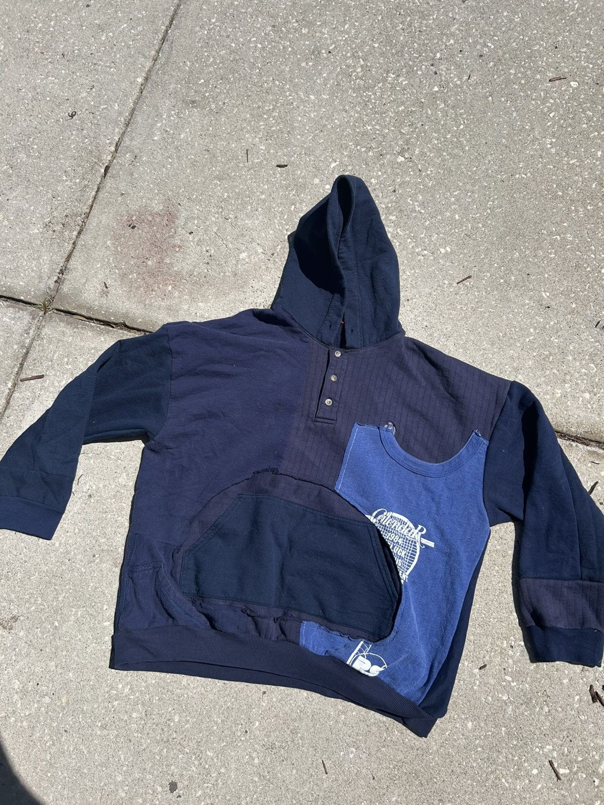 Other 1/1 Your World reconstructed patchwork navy blue hoodie Size US XL / EU 56 / 4 - 1 Thumbnail
