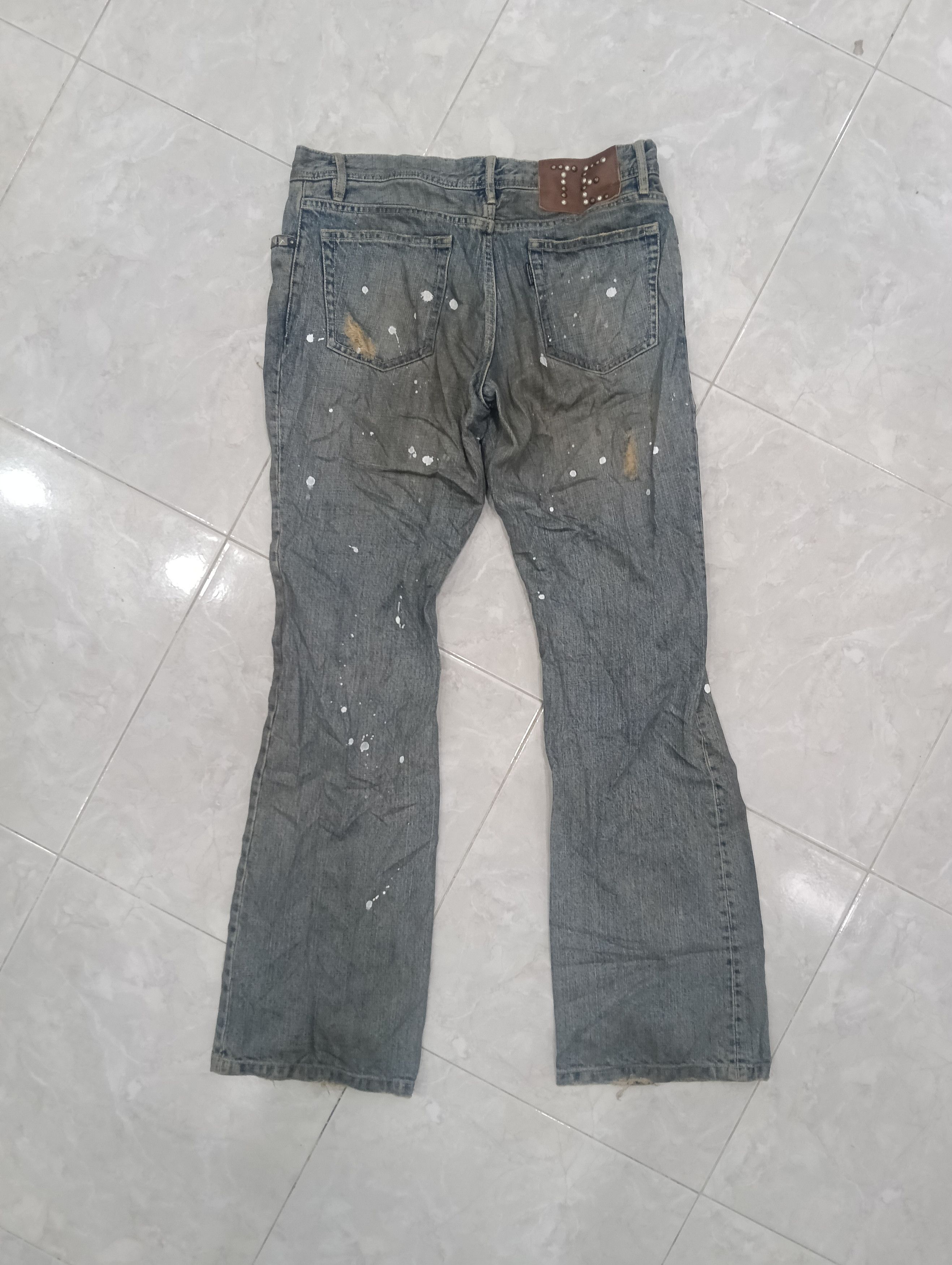 Issey Miyake Tete Homme Thrashed Sick Denim Studded Bootcut Size 33" - 6 Thumbnail