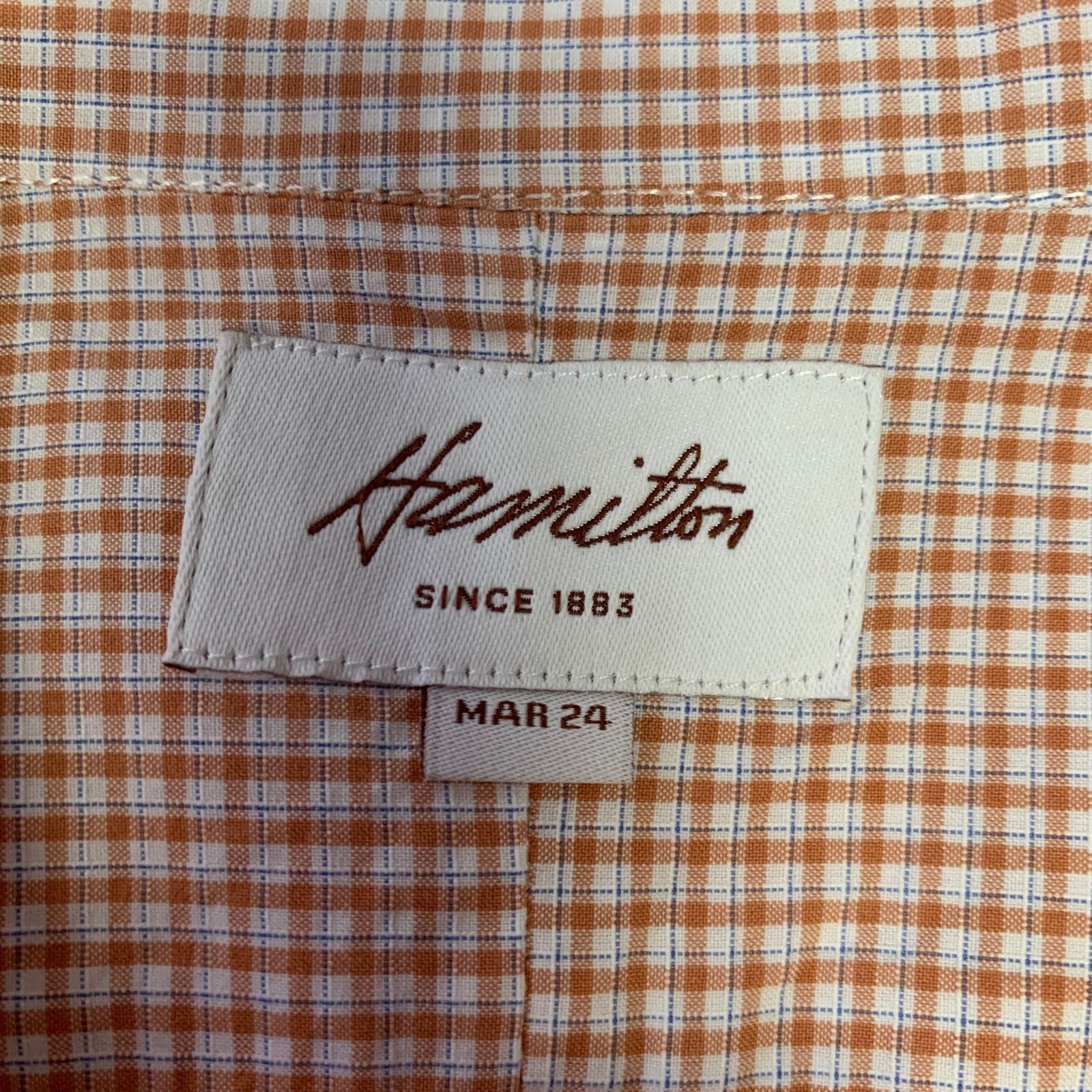 Hamilton HAMILTON S Orange Off White Plaid Cotton Spread Collar Shirt Size US S / EU 44-46 / 1 - 4 Thumbnail