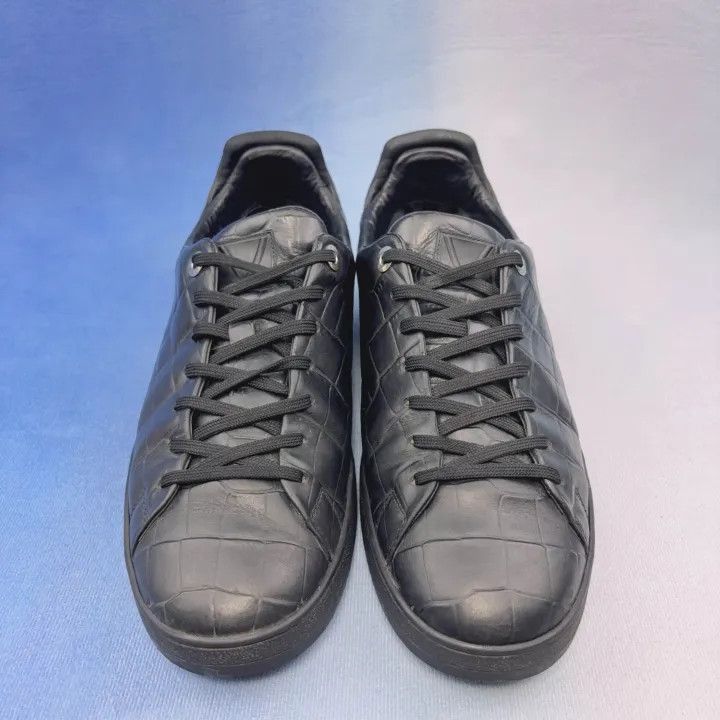 Louis Vuitton Louis Vuitton Black Leather Low-Top Sneakers -2508 Size US 9 / EU 42 - 1 Thumbnail