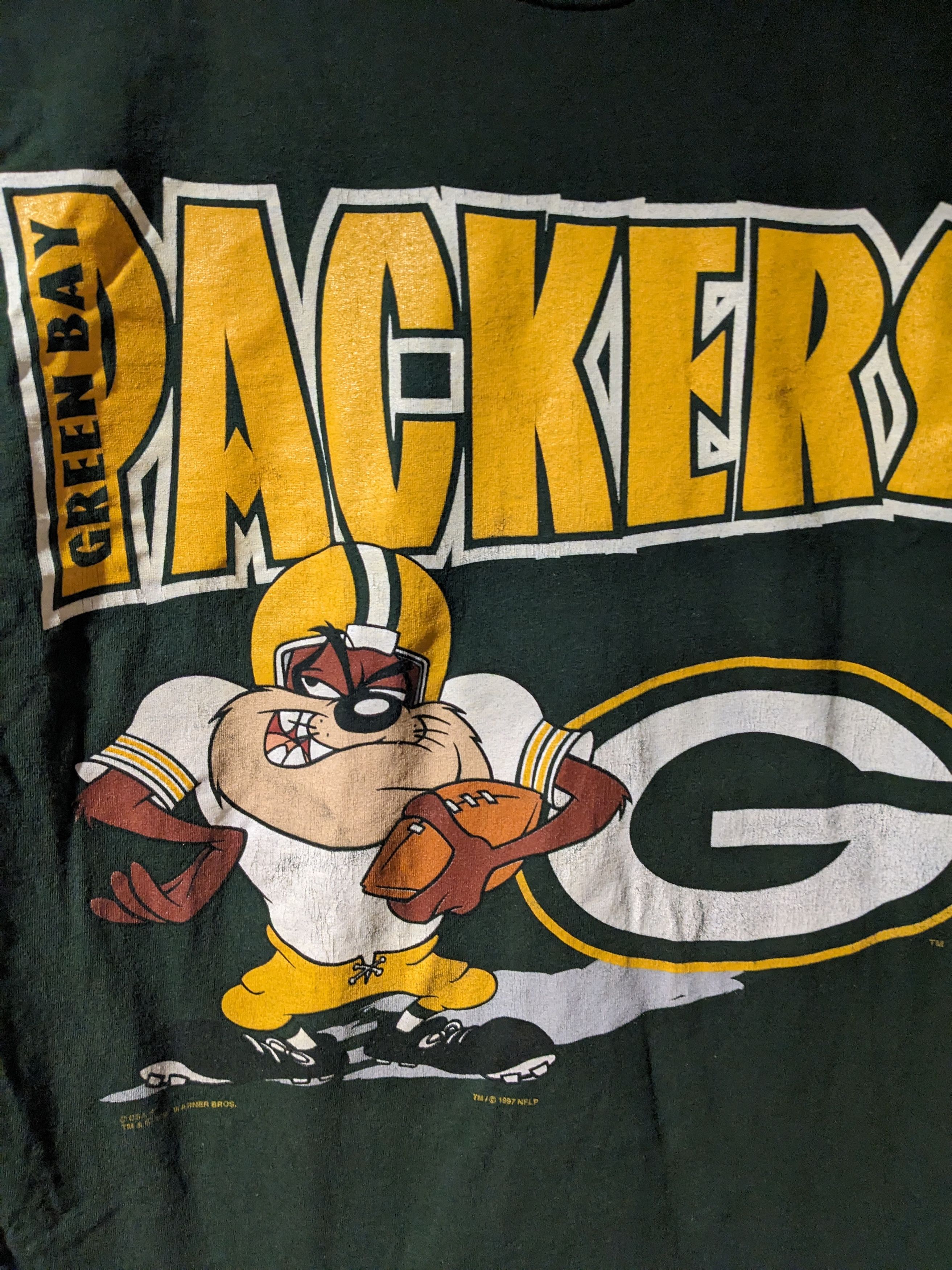 Vintage 1997 Green Bay Packers Taz Looney Tunes XL T-Shirt
