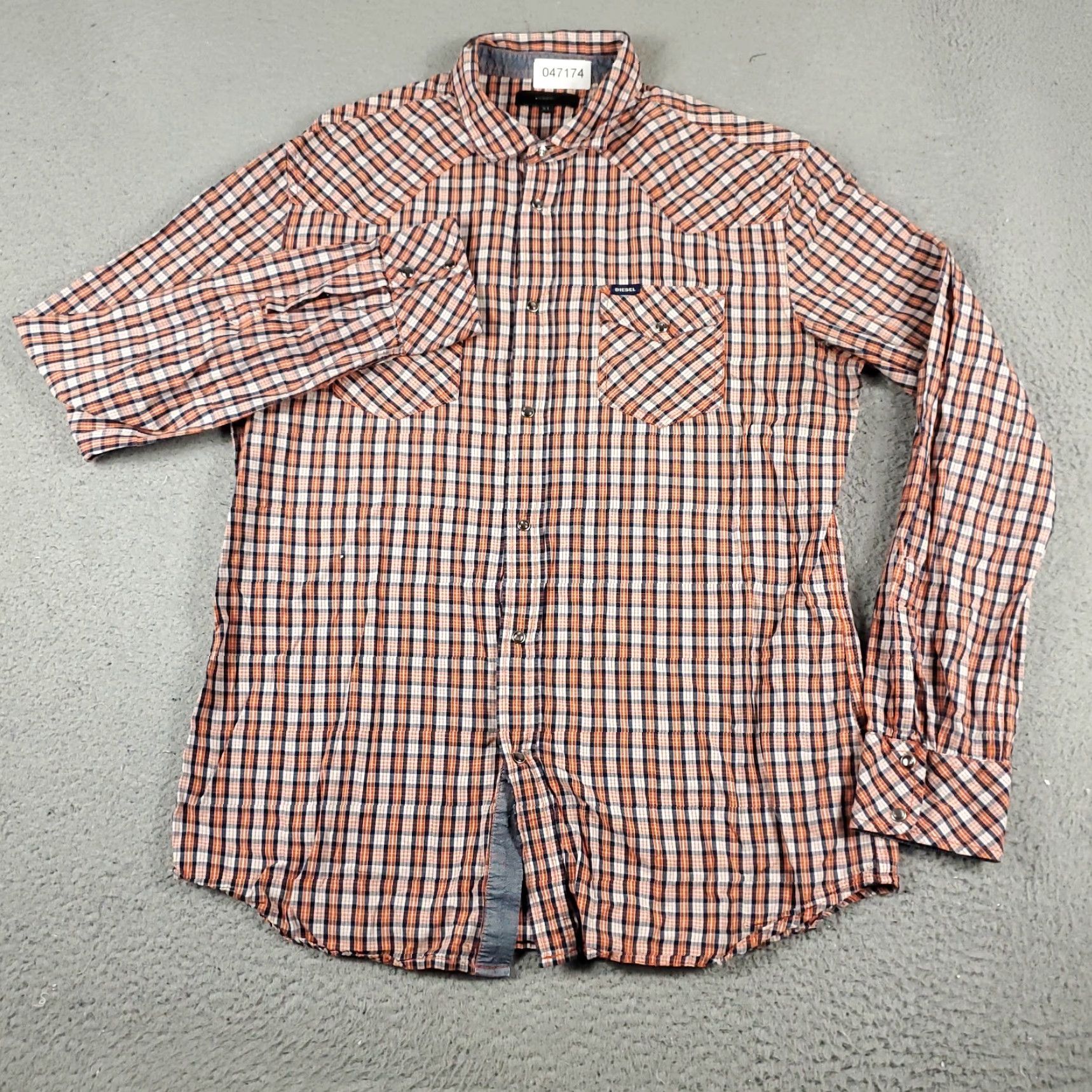Diesel Diesel Shirt Mens XL Orange Plaid Button-Up Long Sleeve Casual, Workwear, Vintage? No Size US XL / EU 56 / 4 - 3 Thumbnail