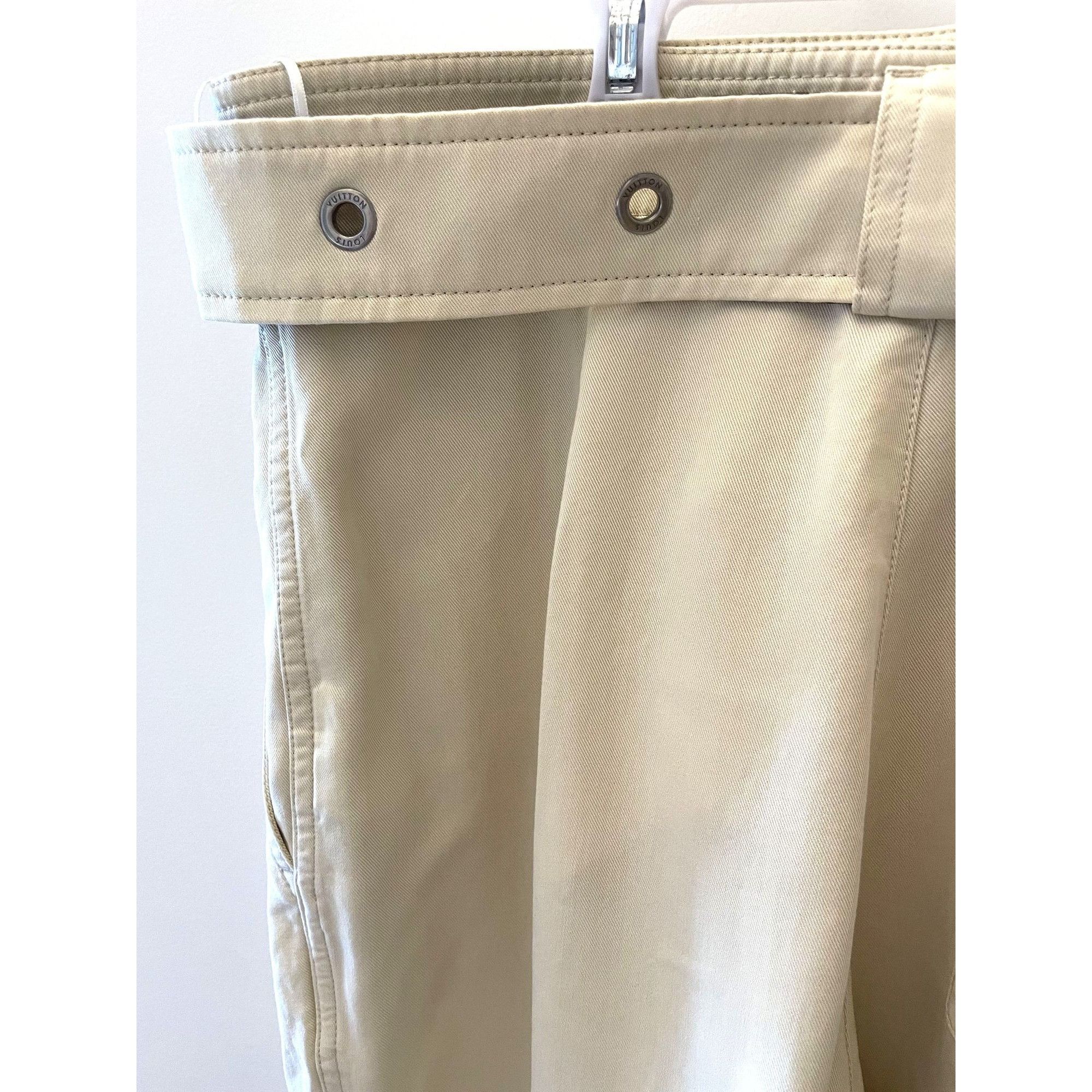 Louis Vuitton Womens Beige High-Waisted Pants With Pleats & Designer-Inspi Size 40" / US 18 - 5 Thumbnail